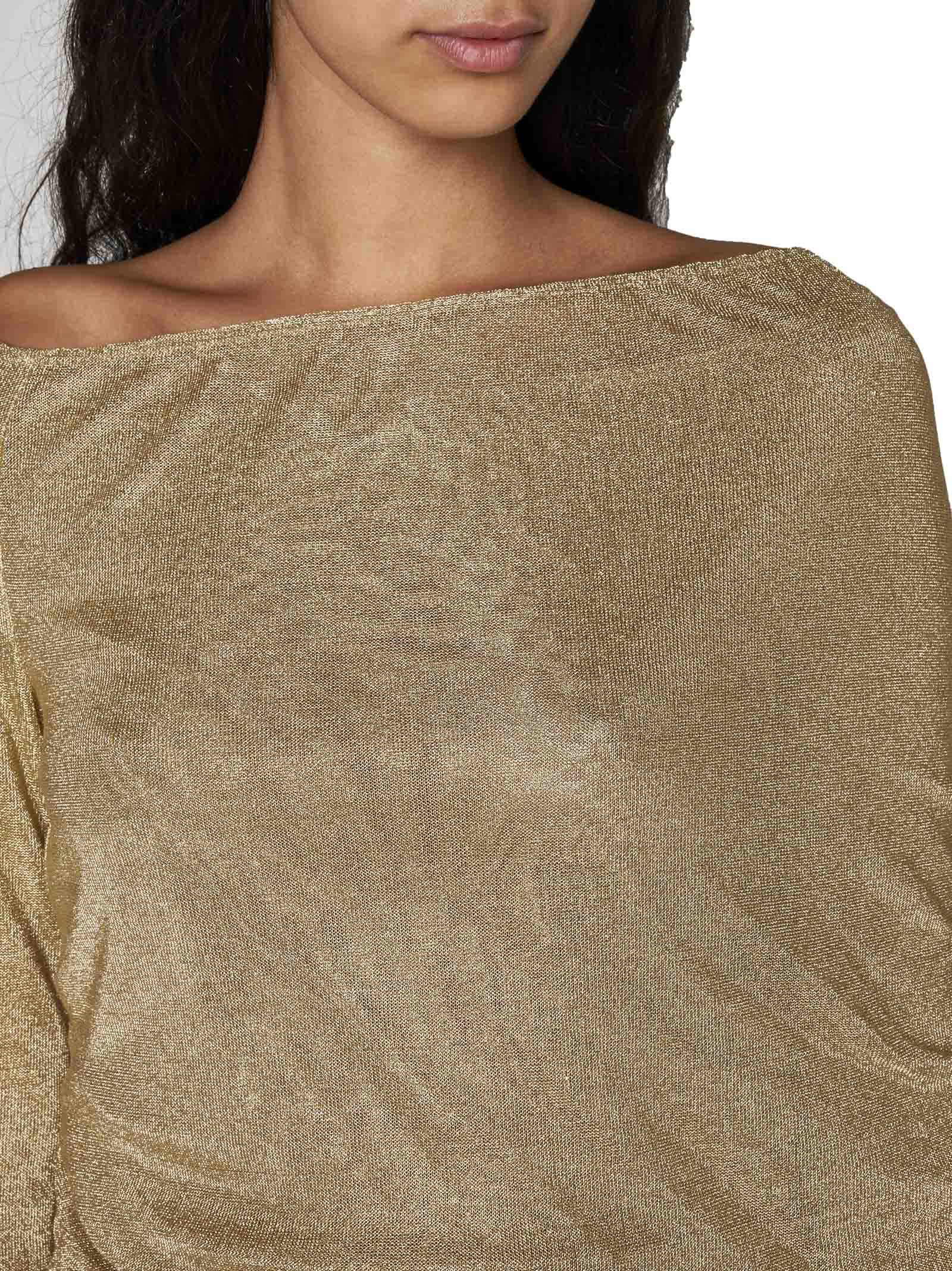 Dolce & Gabbana Lurex Longuette Midi Dress With Detachable Sleeve In Gold