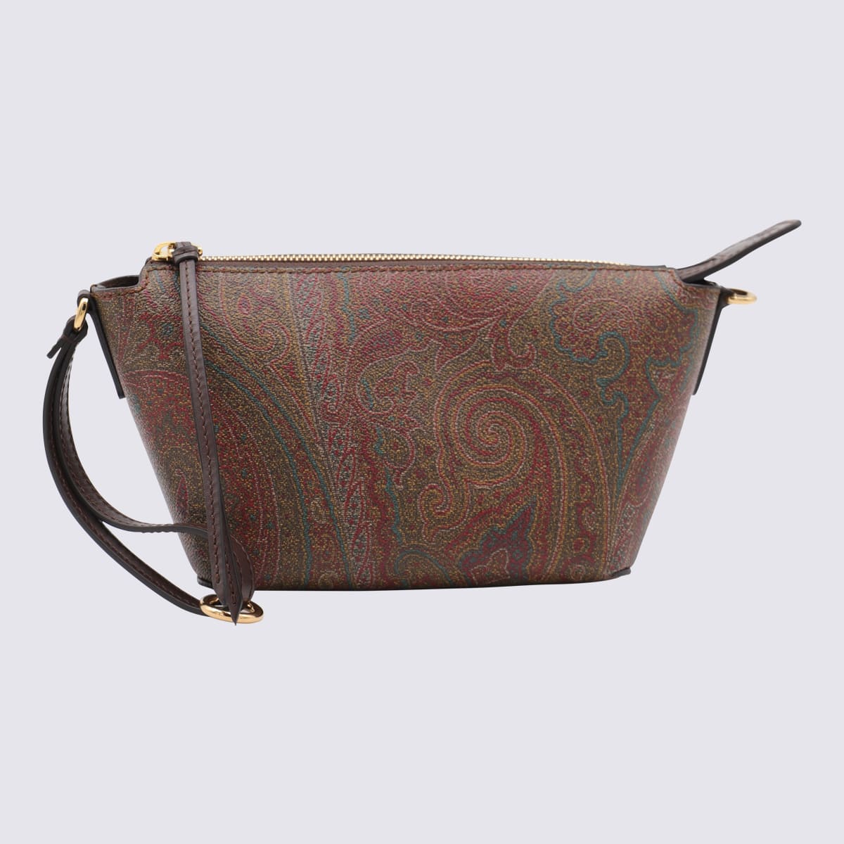 Etro Multicolor Leather Shoulder Bag In Brown