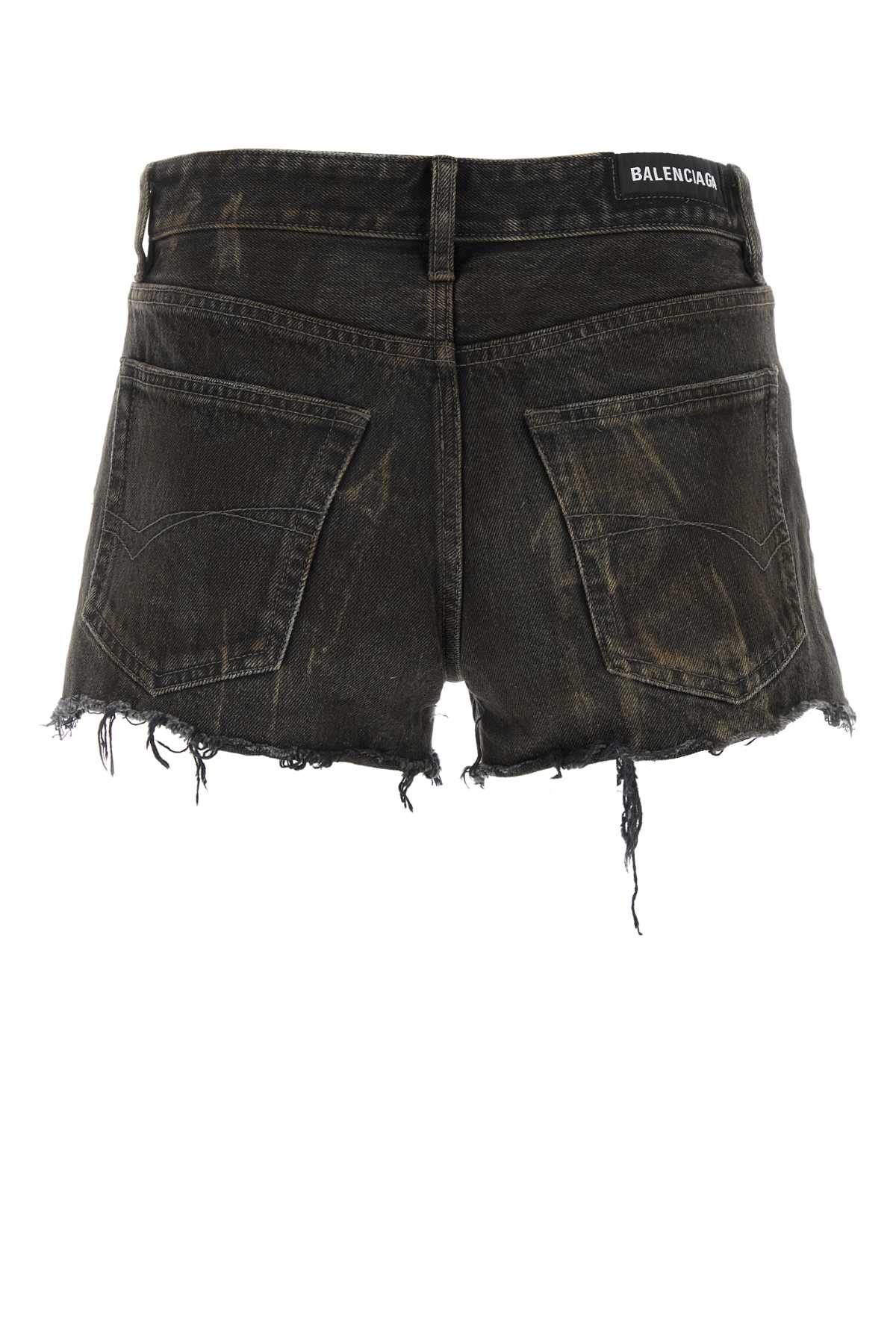 Shop Balenciaga Dark Grey Denim Shorts In Darkdirty