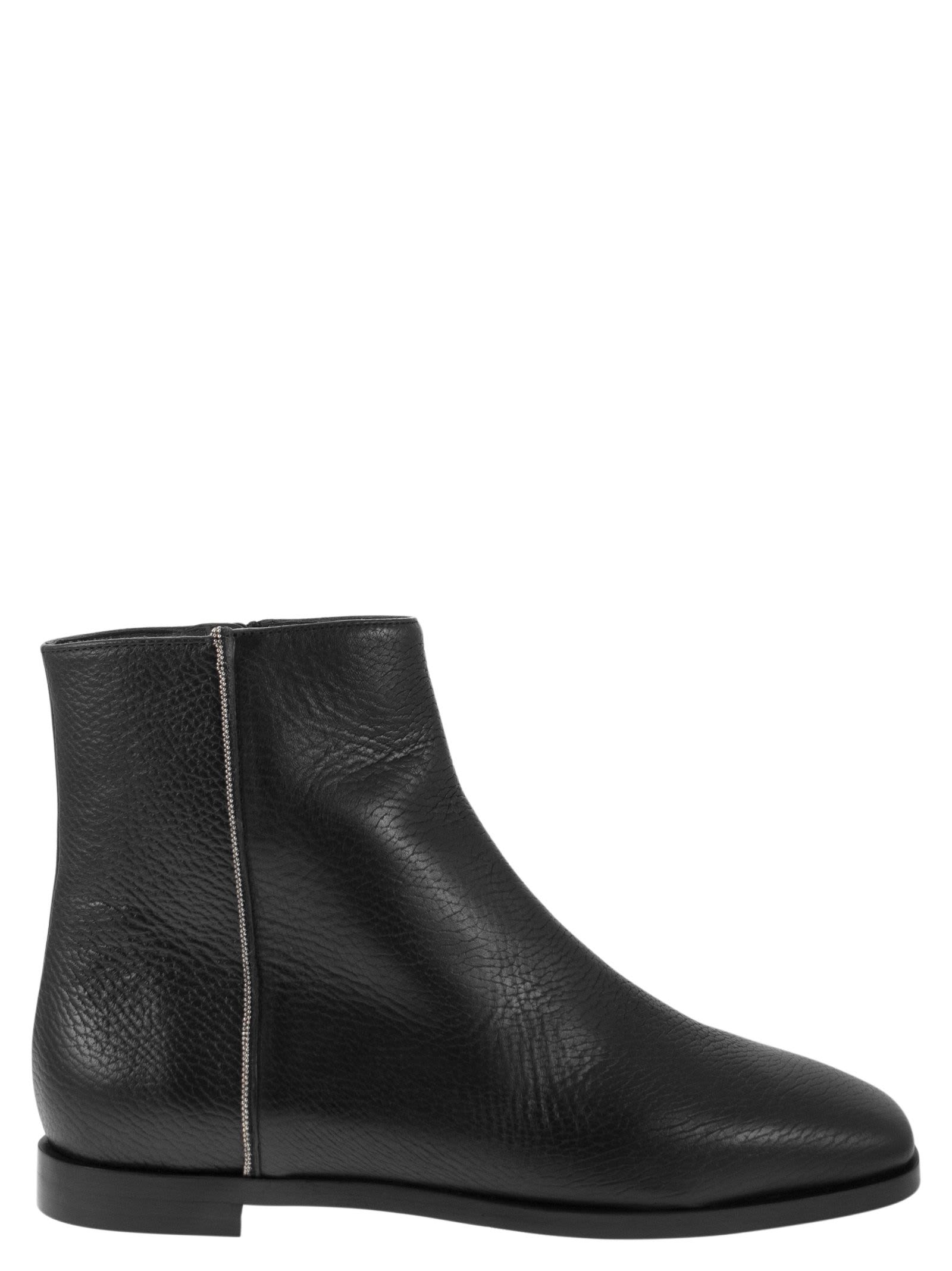 Grained Leather Ankle Boots