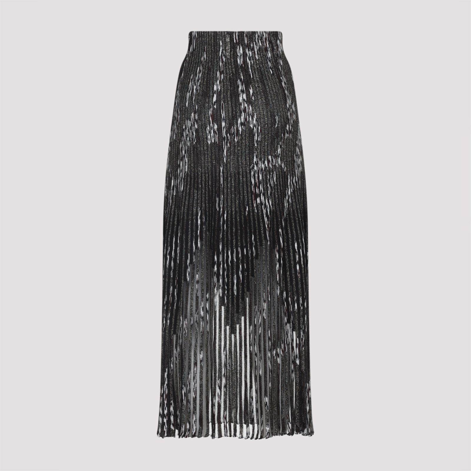 Missoni Patterned-jacquard Metallic-knit Midi Skirt In Gray