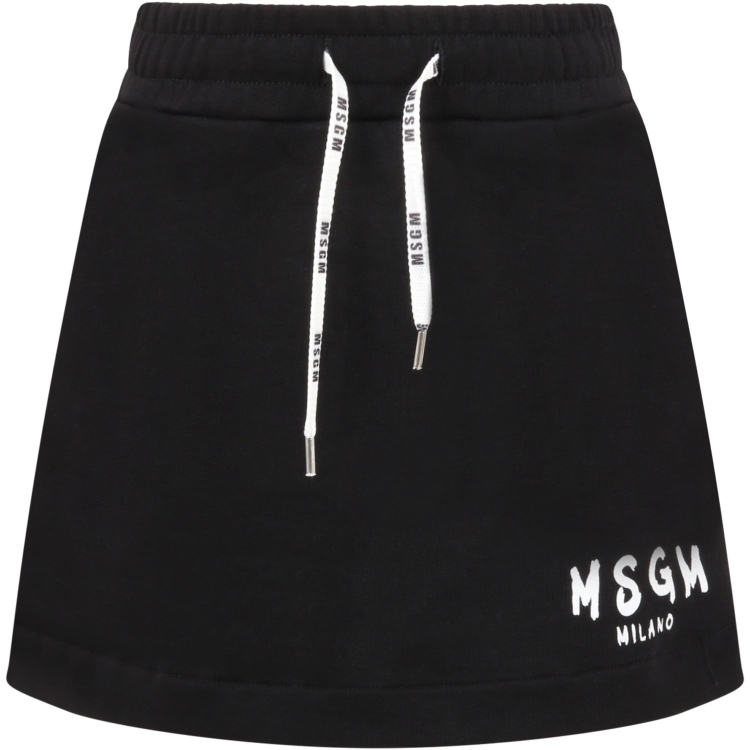 MSGM Black Skirt For Girl With Logo