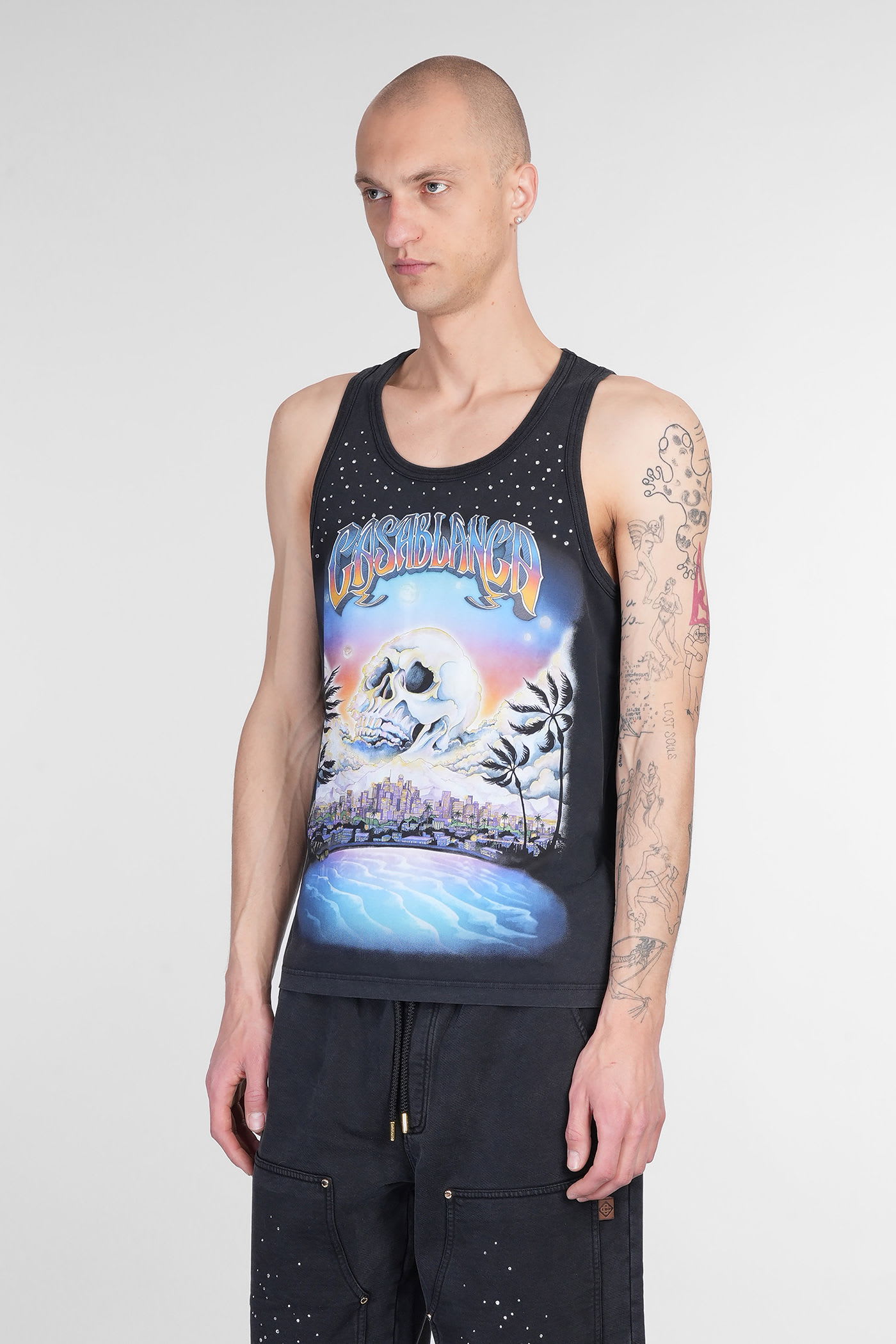 Casablanca Tank Top In Black Cotton