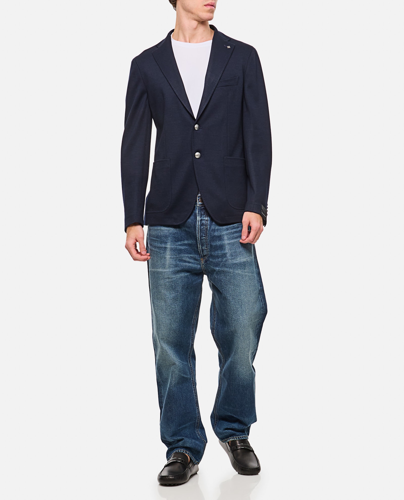 Tagliatore Lapel Single-breasted Jacket With Front Patch Pockets In Blue