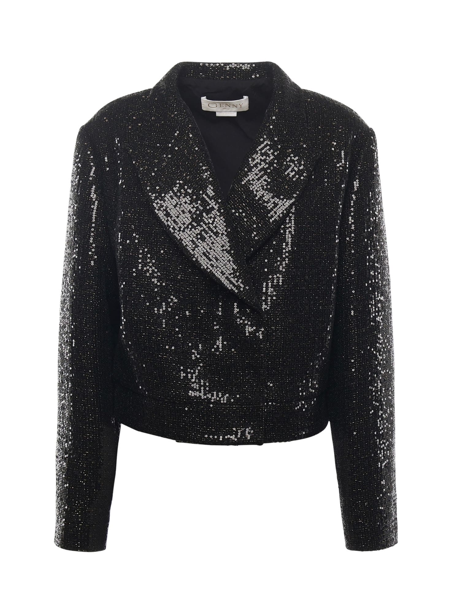 Genny Cropped Jacket With Sequins In Black