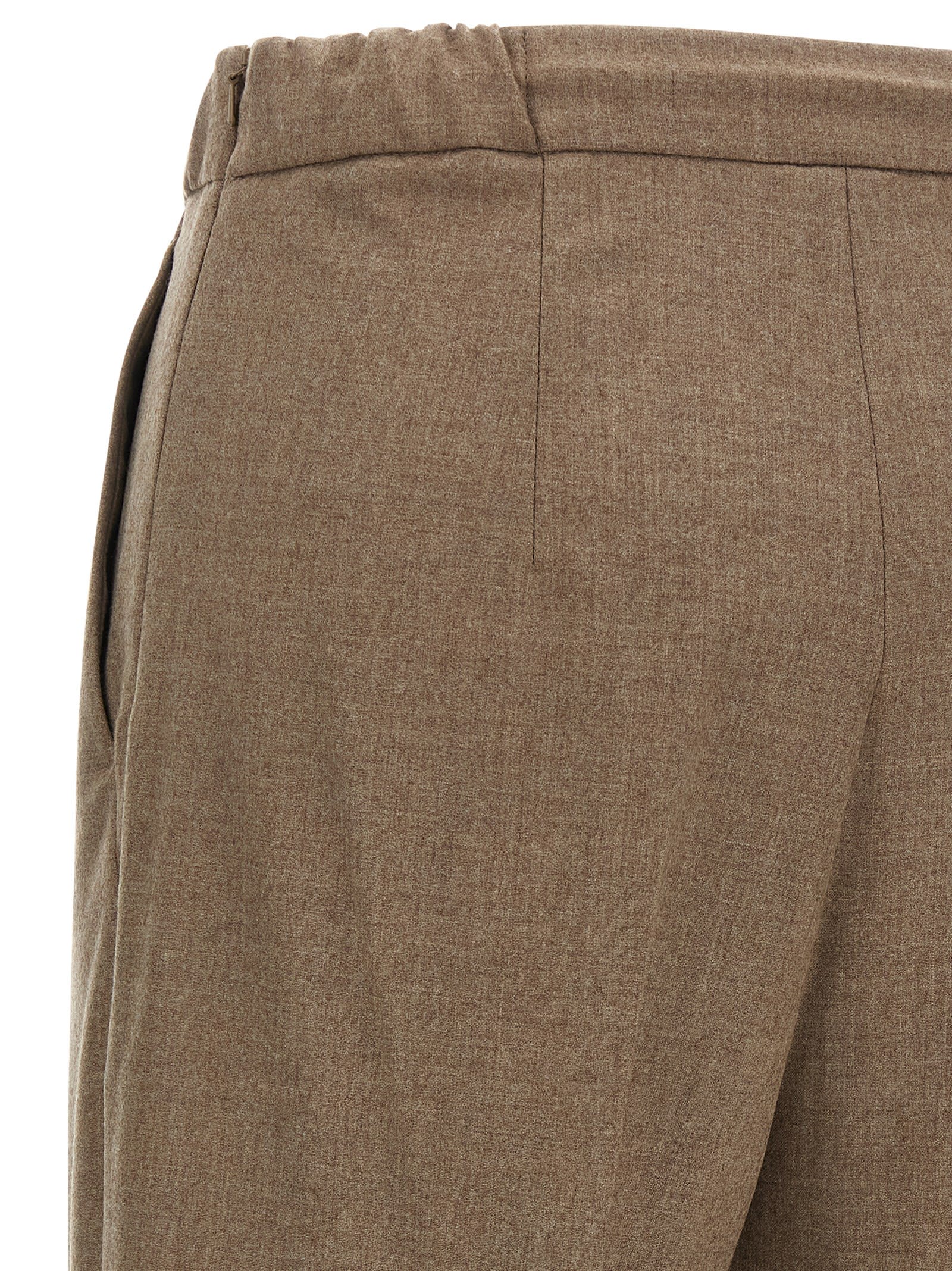 Max Mara Waistband Pleated Front Side Pockets Trousers In Brown