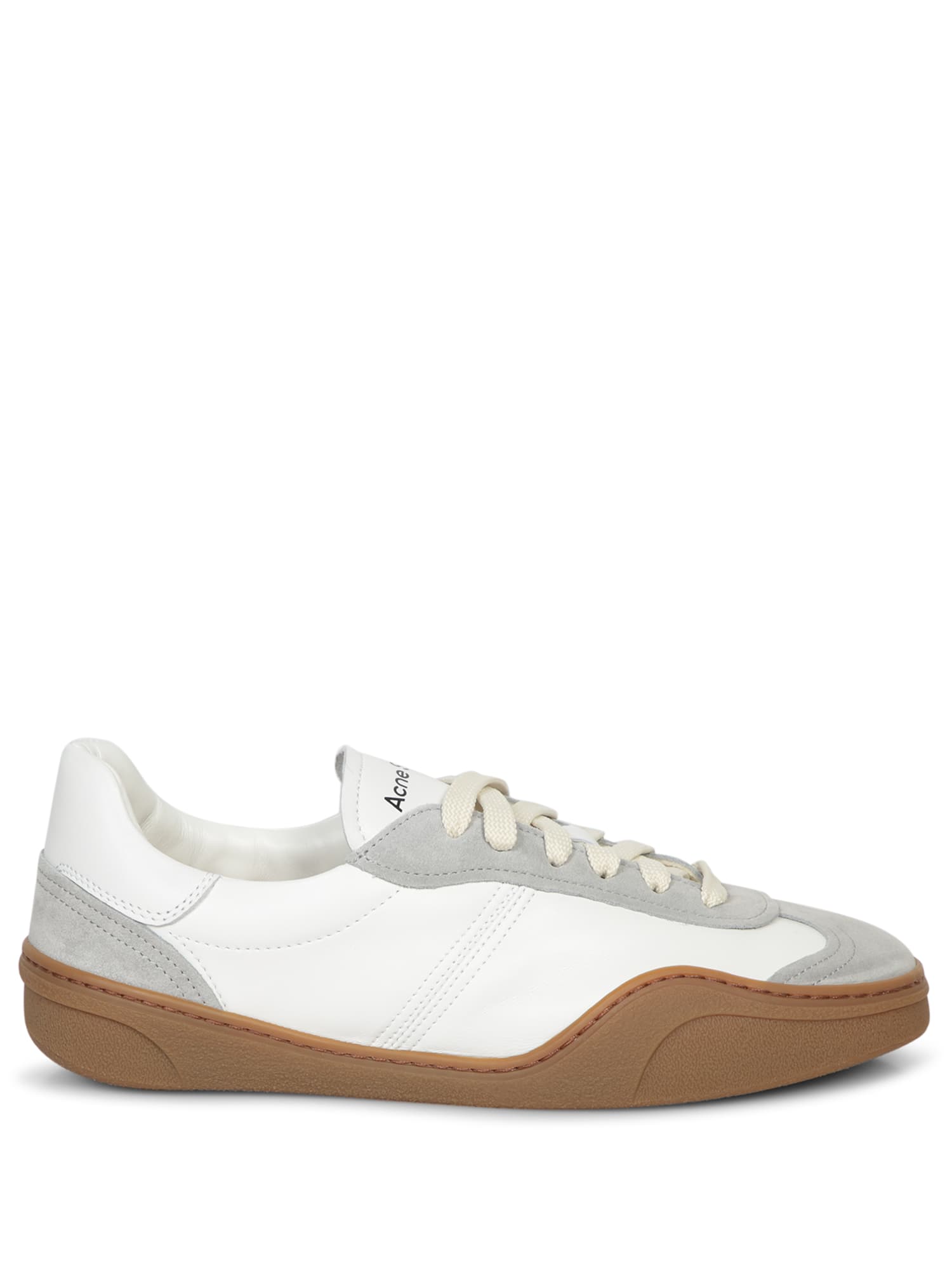 Shop Acne Studios Bars Beige And White Sneakers