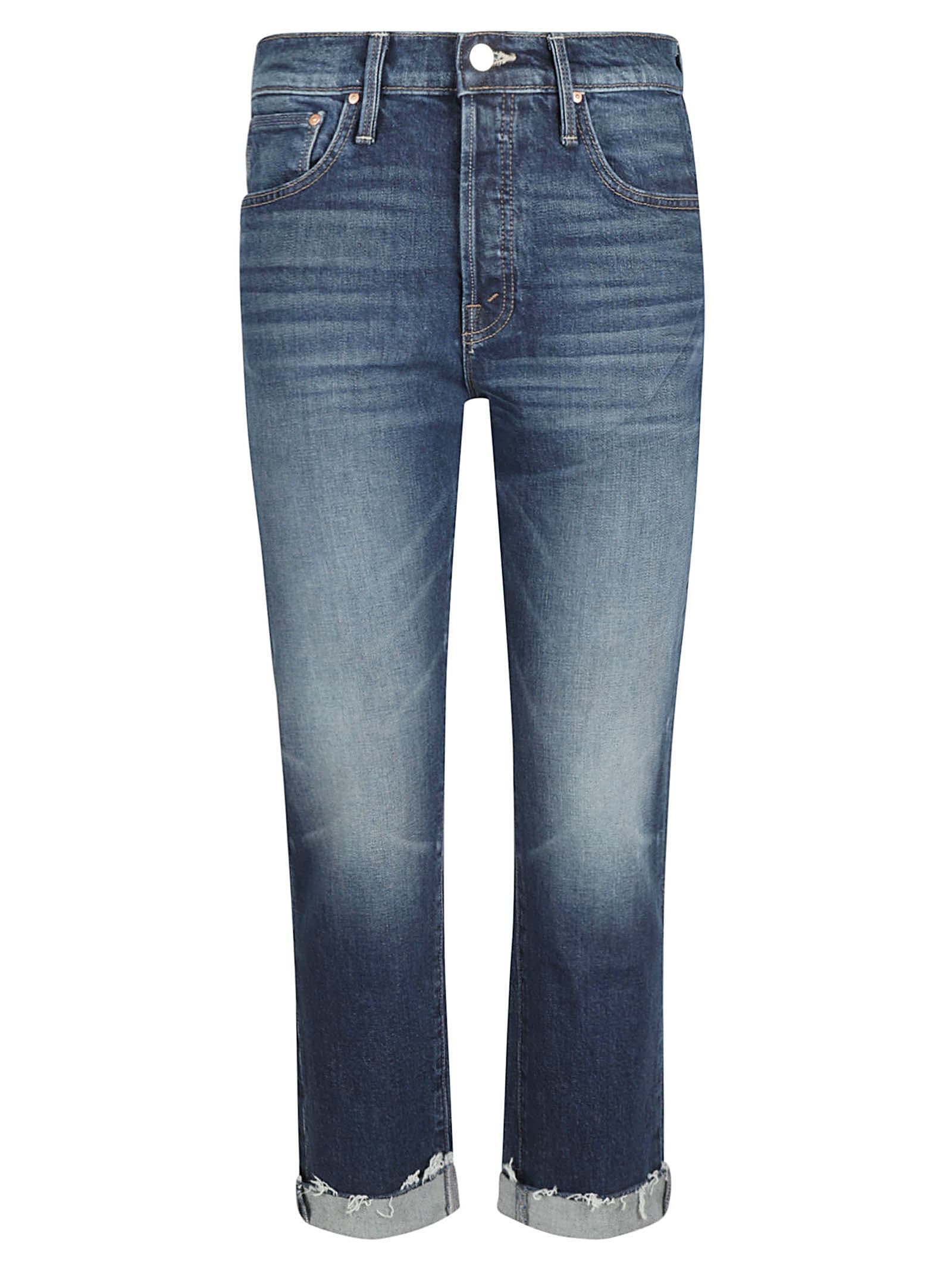 Mother Ankle Fray Jeans In Denim