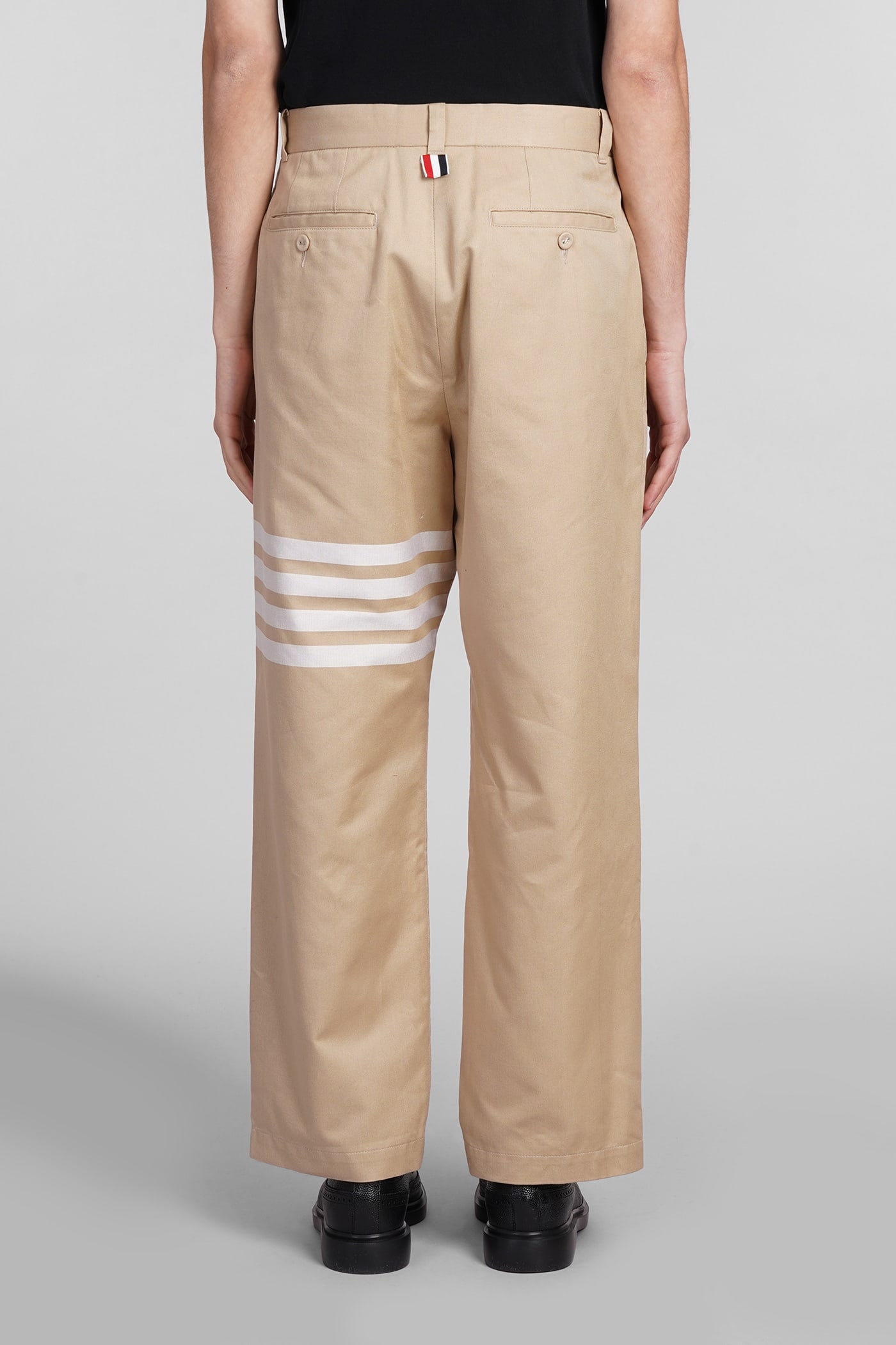 Shop Thom Browne Pants In Beige Cotton