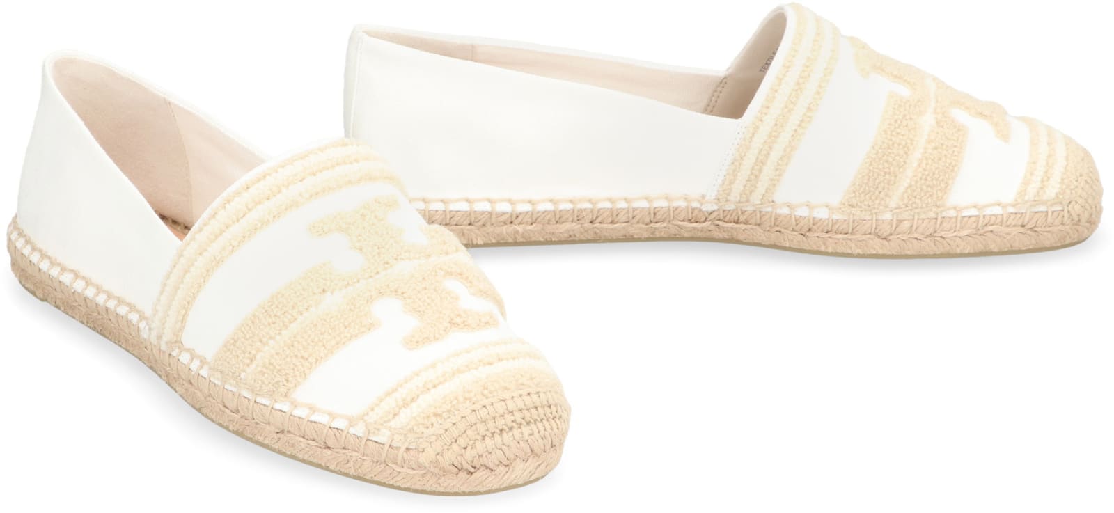 Shop Tory Burch Canvas Espadrilles With Logo In White