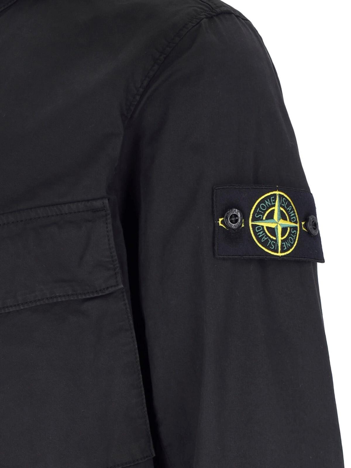 Stone Island Logo Hooded Jacket In Black