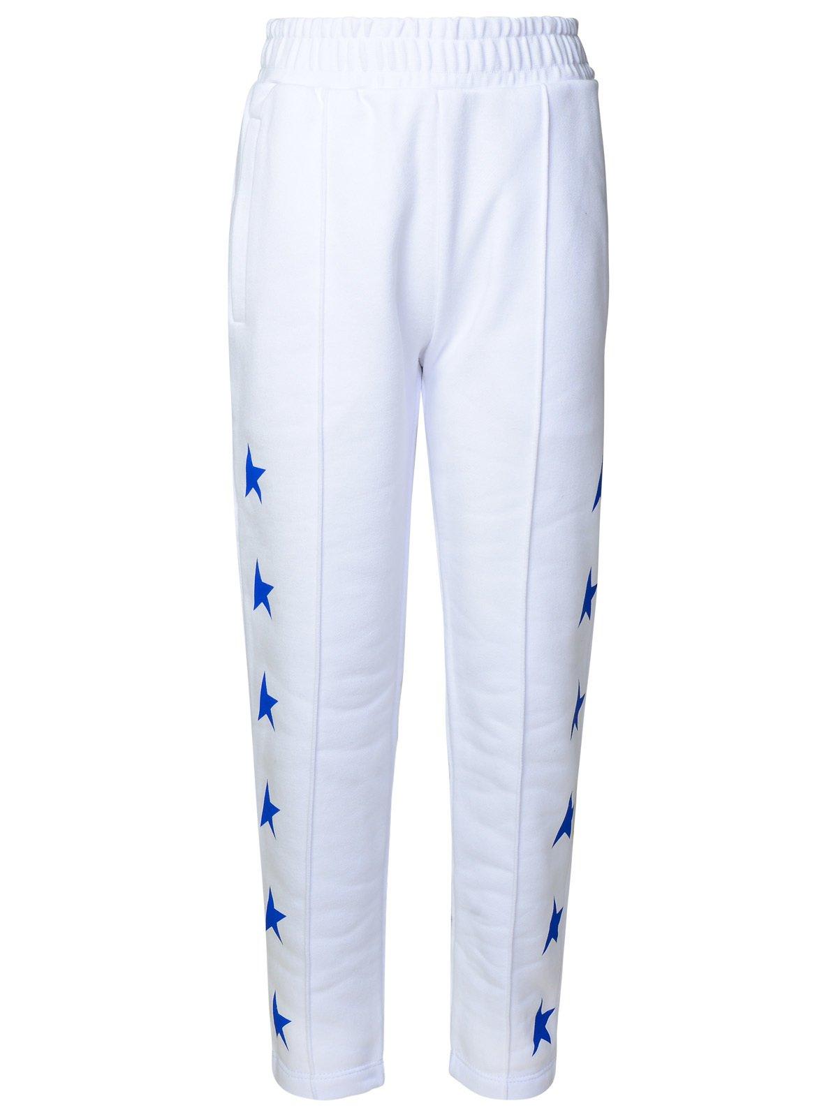 Golden Goose Kids' Star-printed Tapered-leg Track Pants In White/ Blue Royal