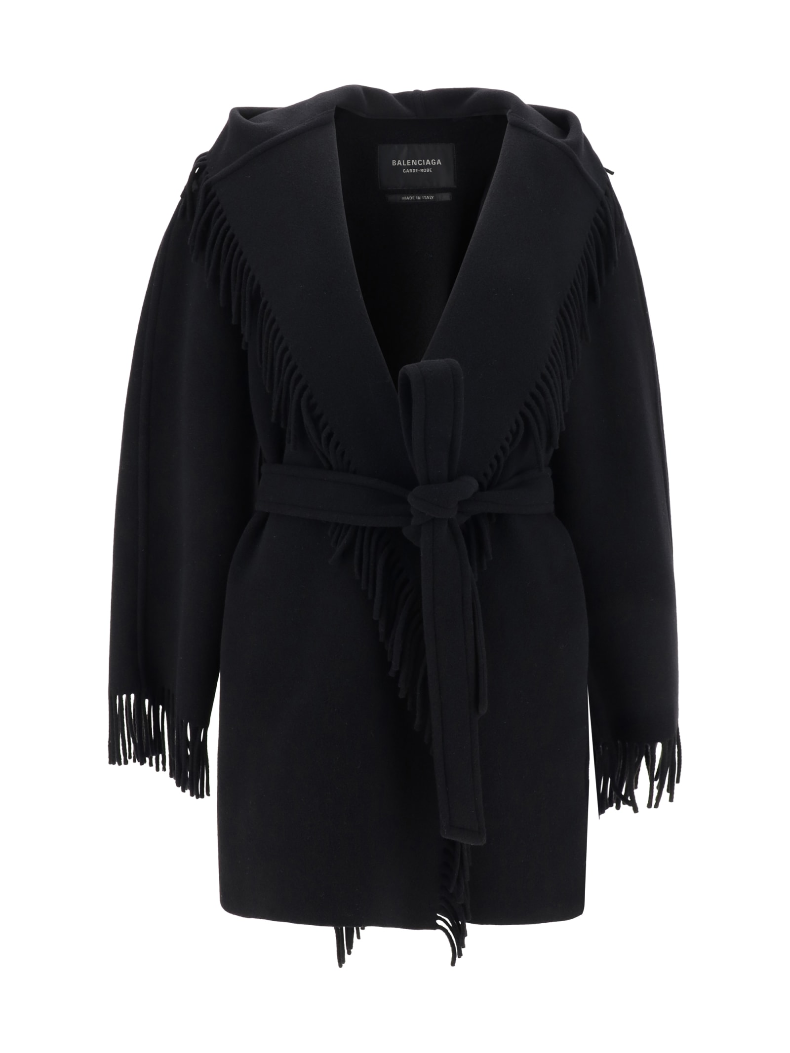Shop Balenciaga Coat In Black