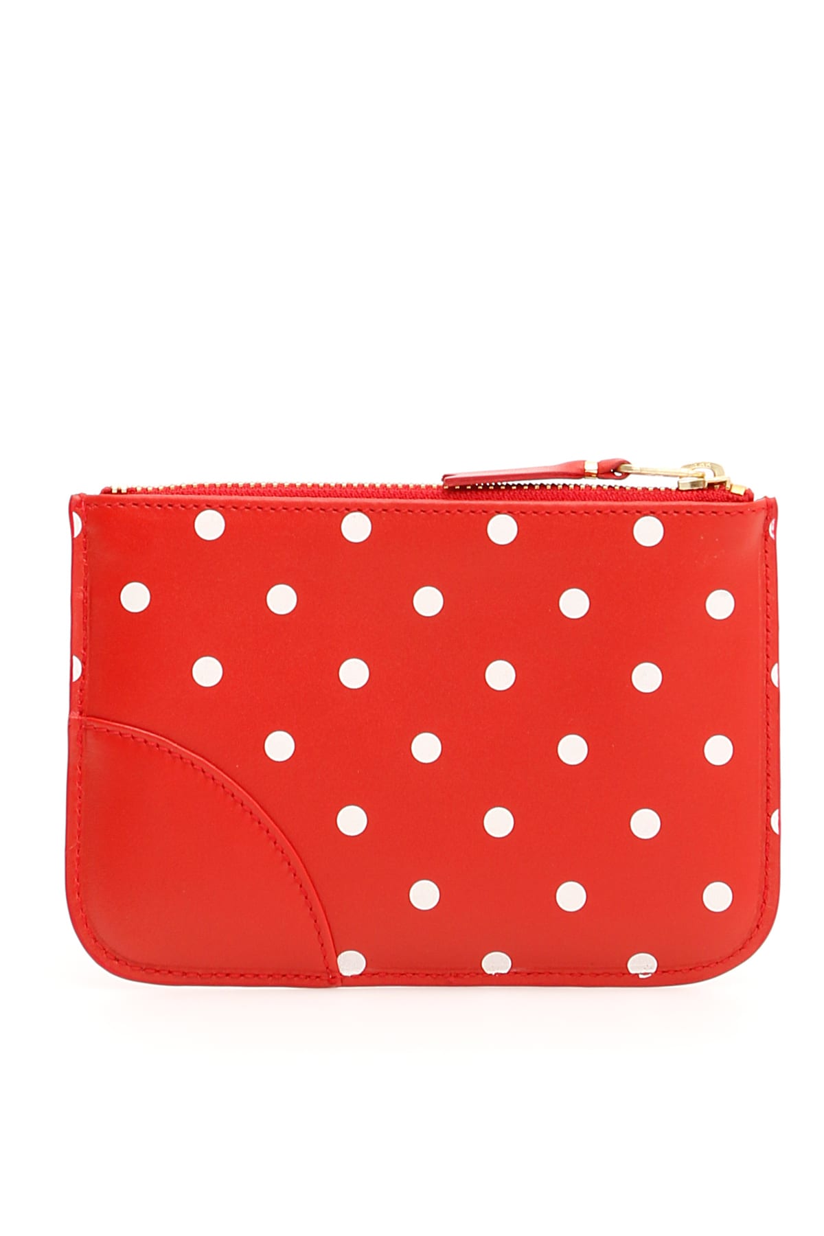 Comme Des Garçons Logo Detail Flat Leather Pouch In Red