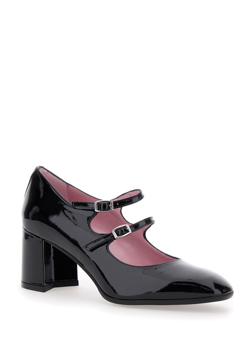 Shop Carel Alice Black Pumps With Double Straps In Patent Leather Woman