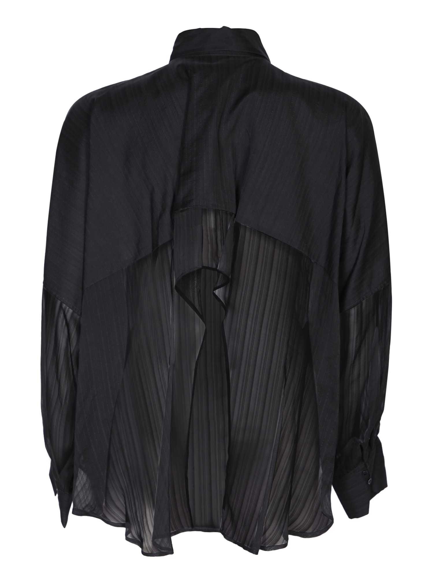 Shop Rev Black Silk Organza Shirt