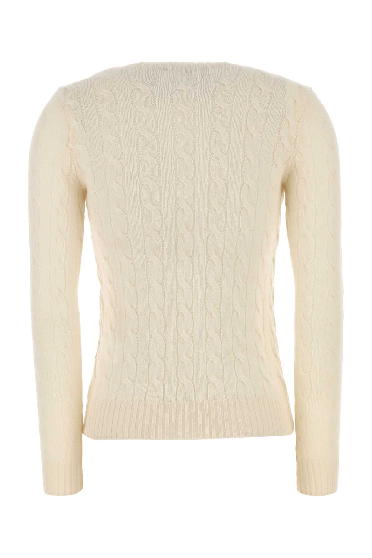 Polo Ralph Lauren Classic Cable Knit Sweater With Round Neckline And Ribbed Details In Neutral