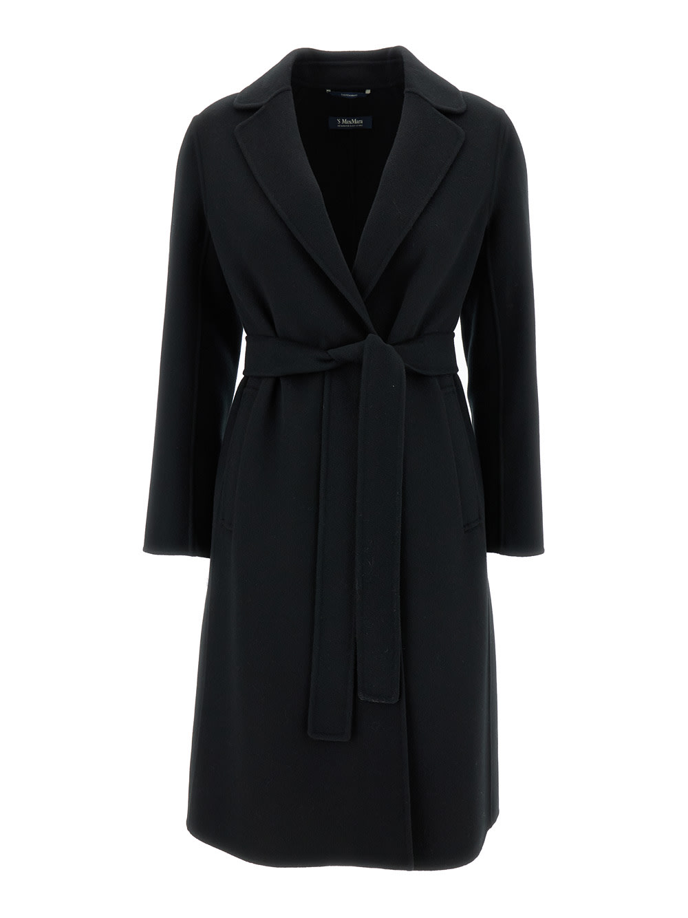 'S MAX MARA PAULINE BLACK COAT WITH MATCHING BELT IN WOOL WOMAN 