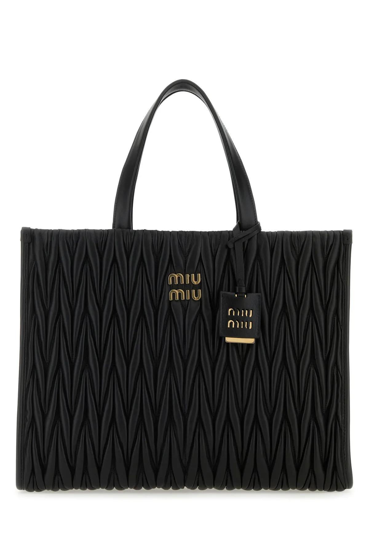 Matelassé leather handbag Miu Miu Black in Leather - 37115565