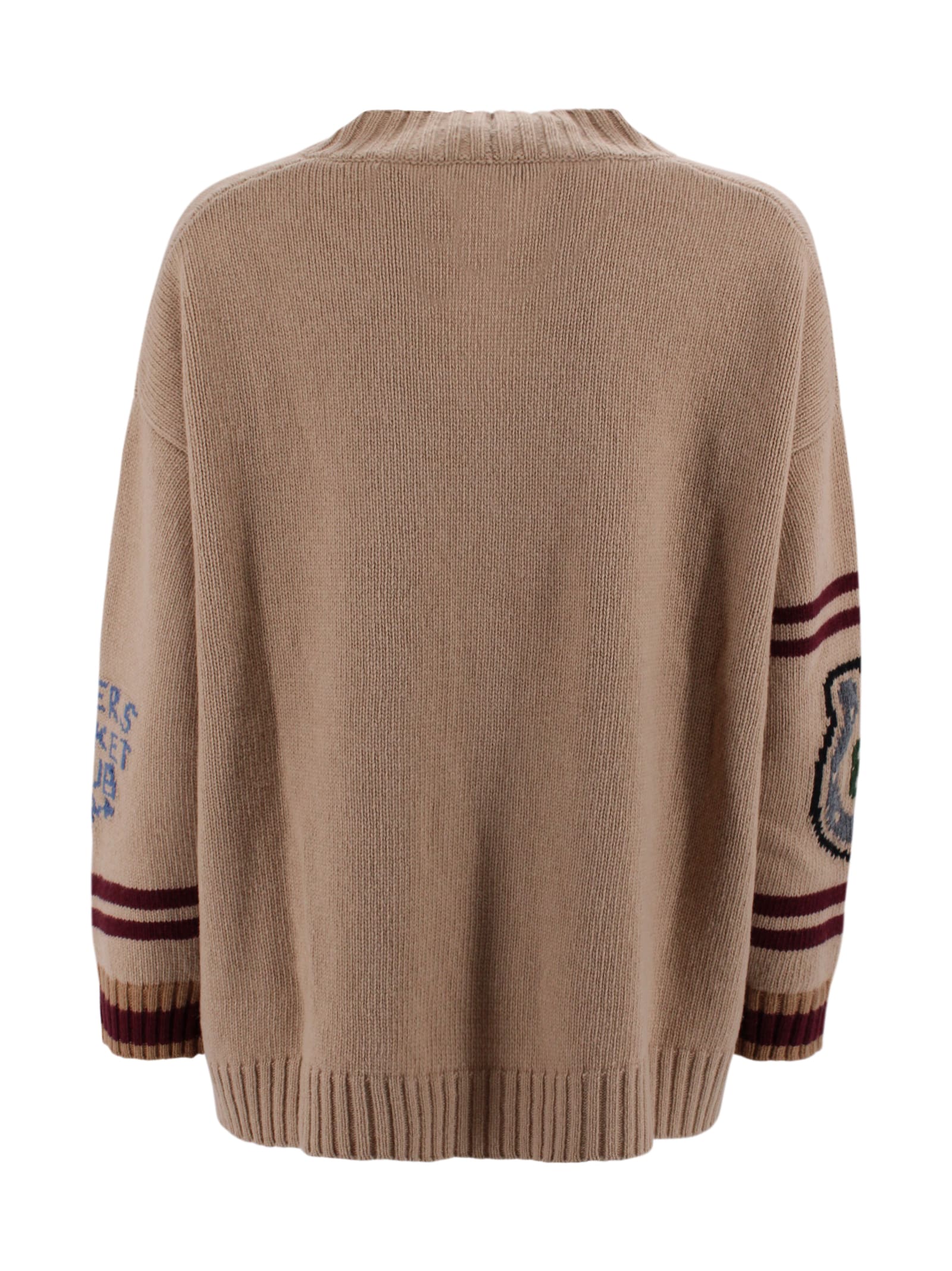Weekend Max Mara Relaxed Fit Cardigan Made From Wool Yarn In Brown
