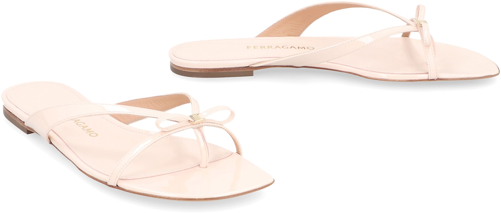 Ferragamo Women's Mini Bow Leather Flip-flops Sandal In Neutral