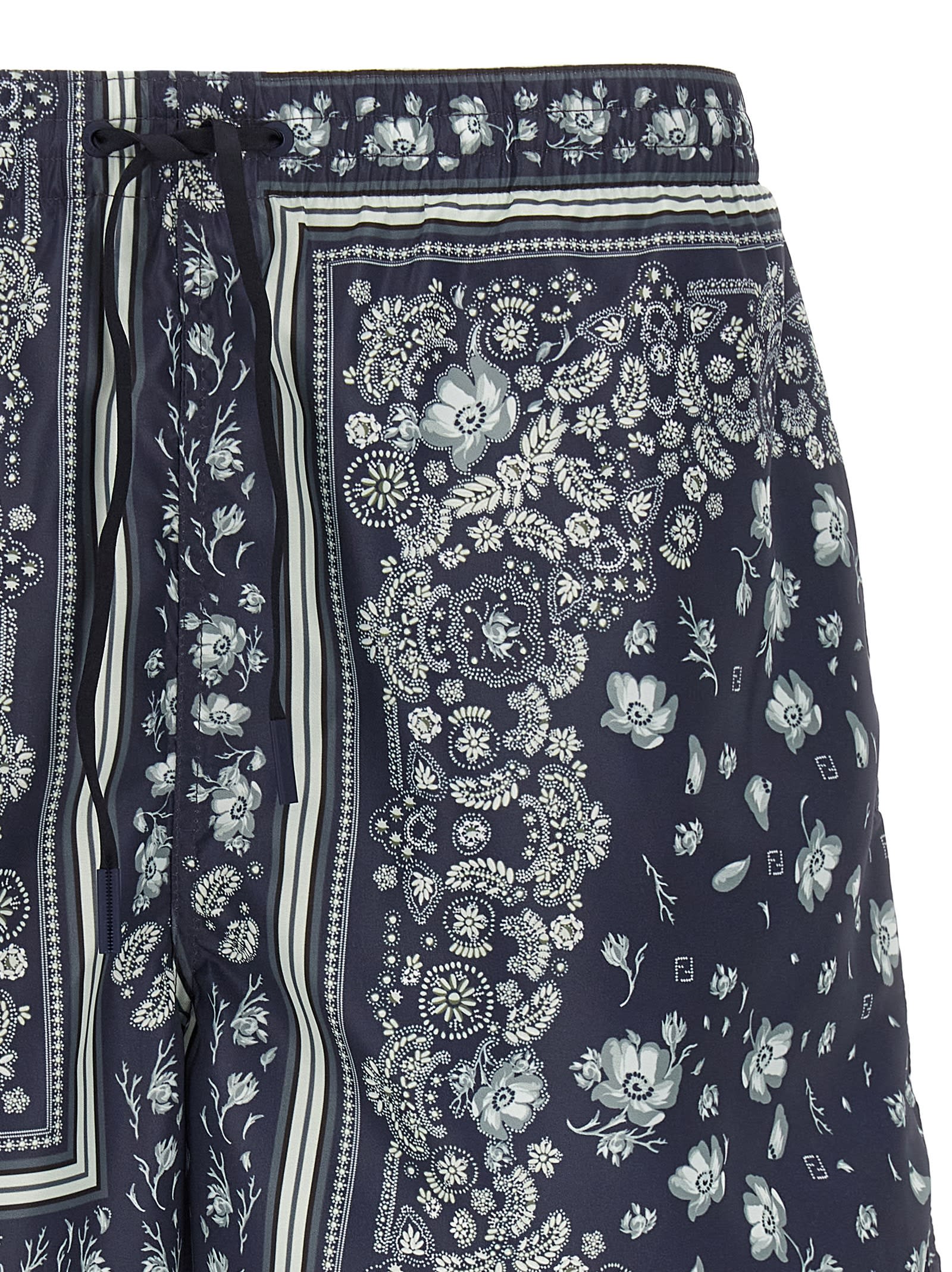 Fendi Bandana Print Swimsuit With Elastic Waistband In Blue