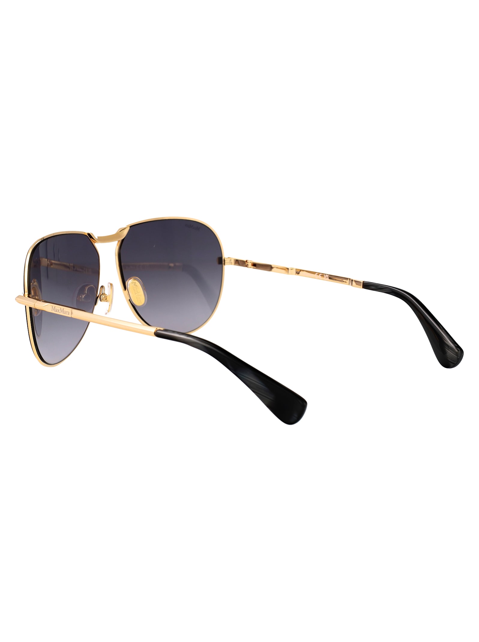 Max Mara Miller-2 Metal Aviator Sunglasses In Gold