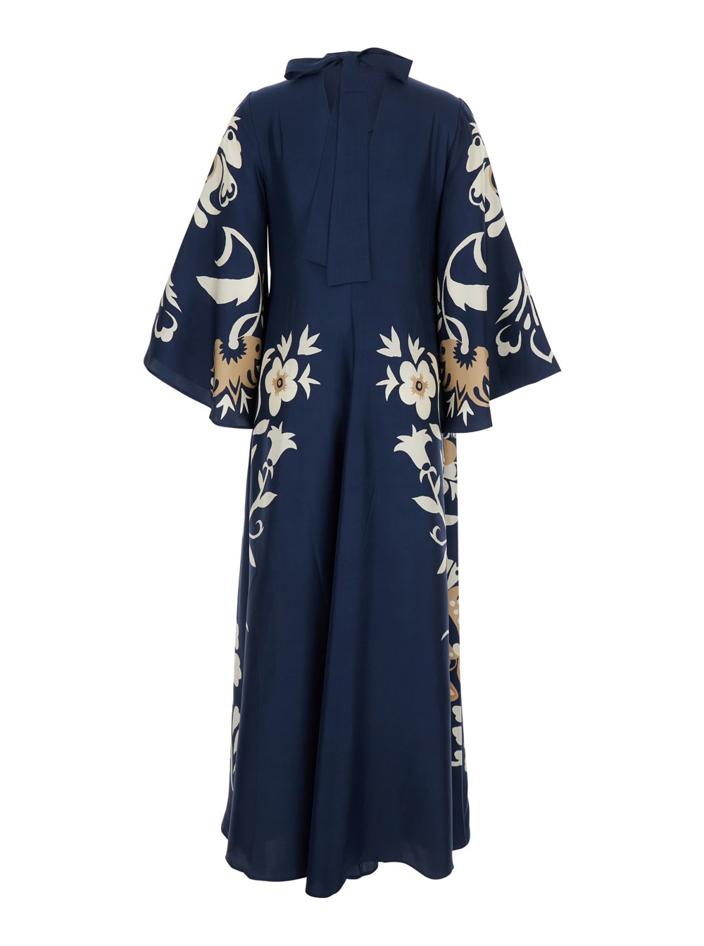 La Doublej Scarf-detailed Printed Silk-twill Maxi Dress In Multi