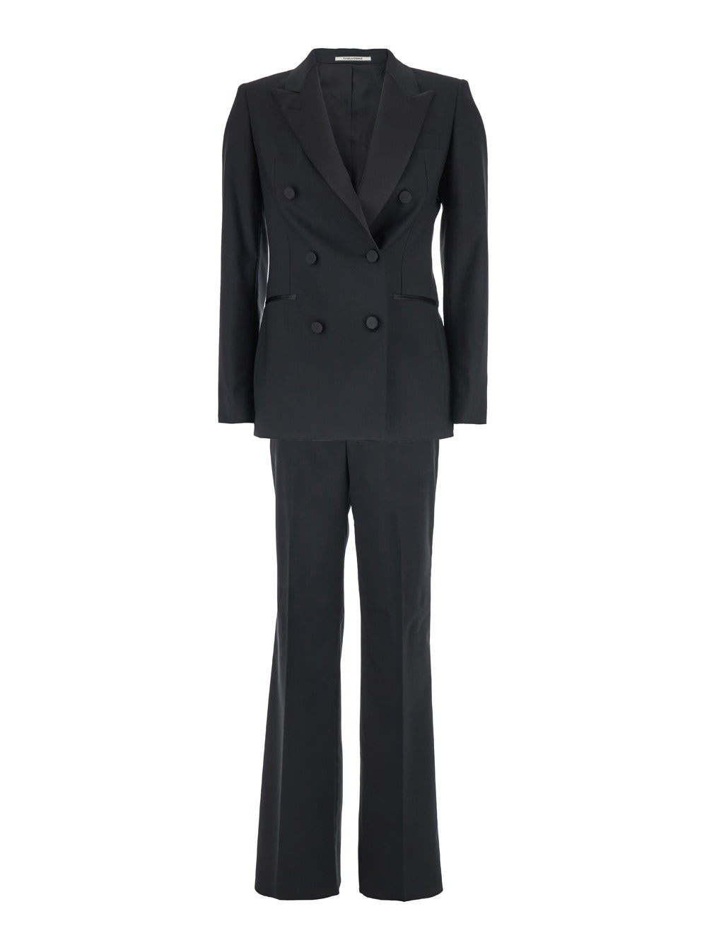 Tagliatore Double-breasted Peak-lapel Suit In Black