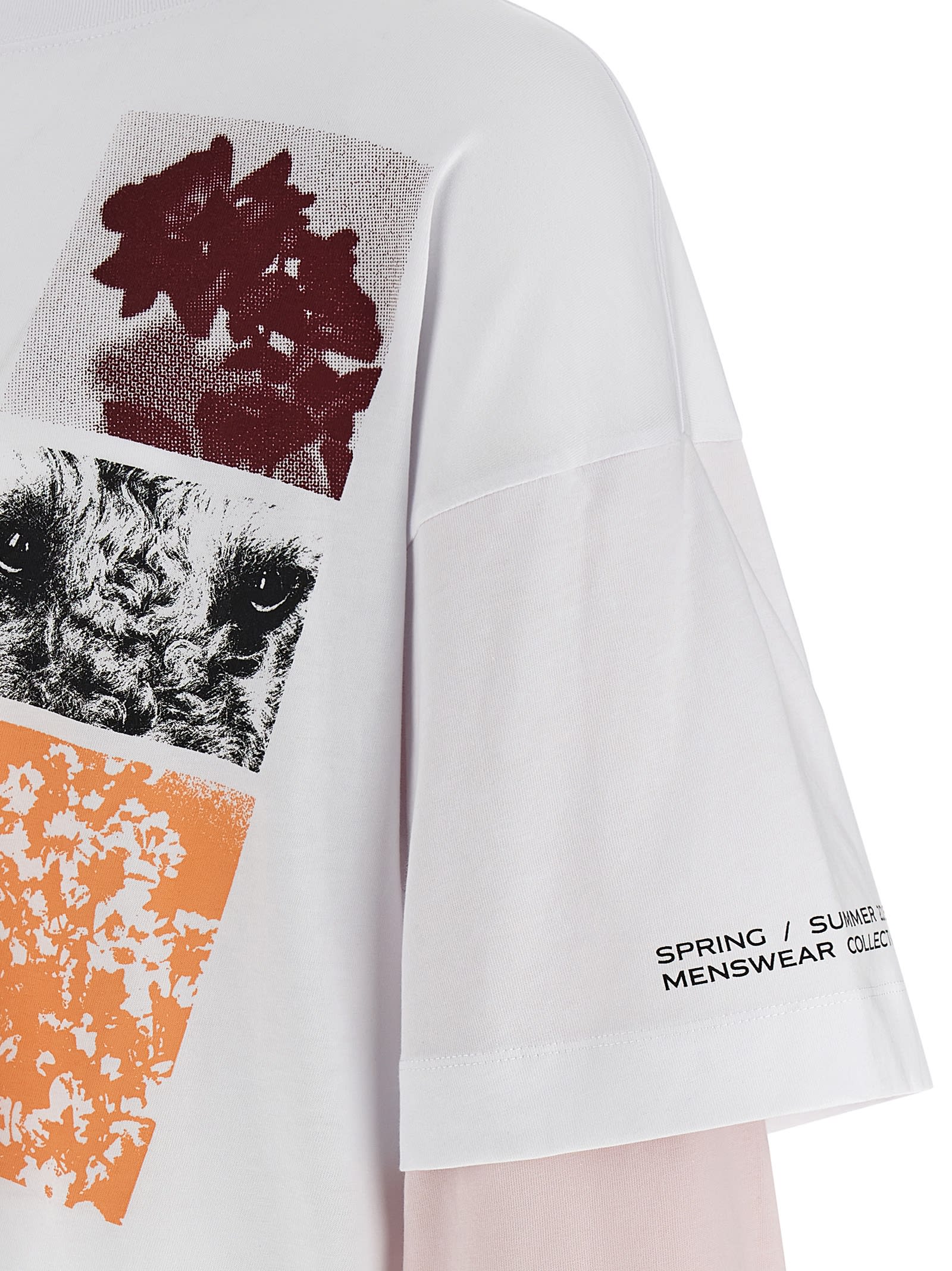 Dries Van Noten Hemmings Printed Double-sleeved T-shirt In Multicolor
