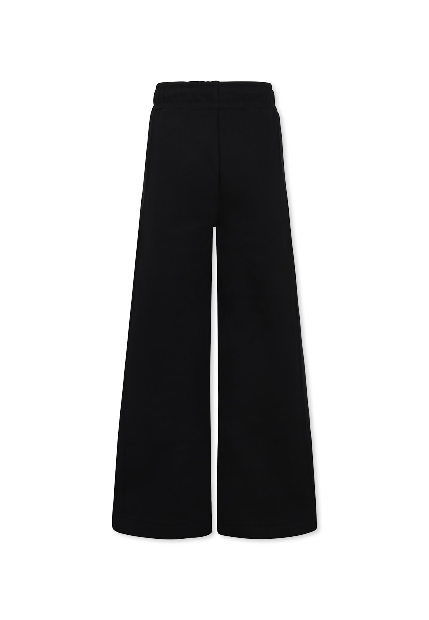 Msgm Black Trousers For Girl With Logo In Black