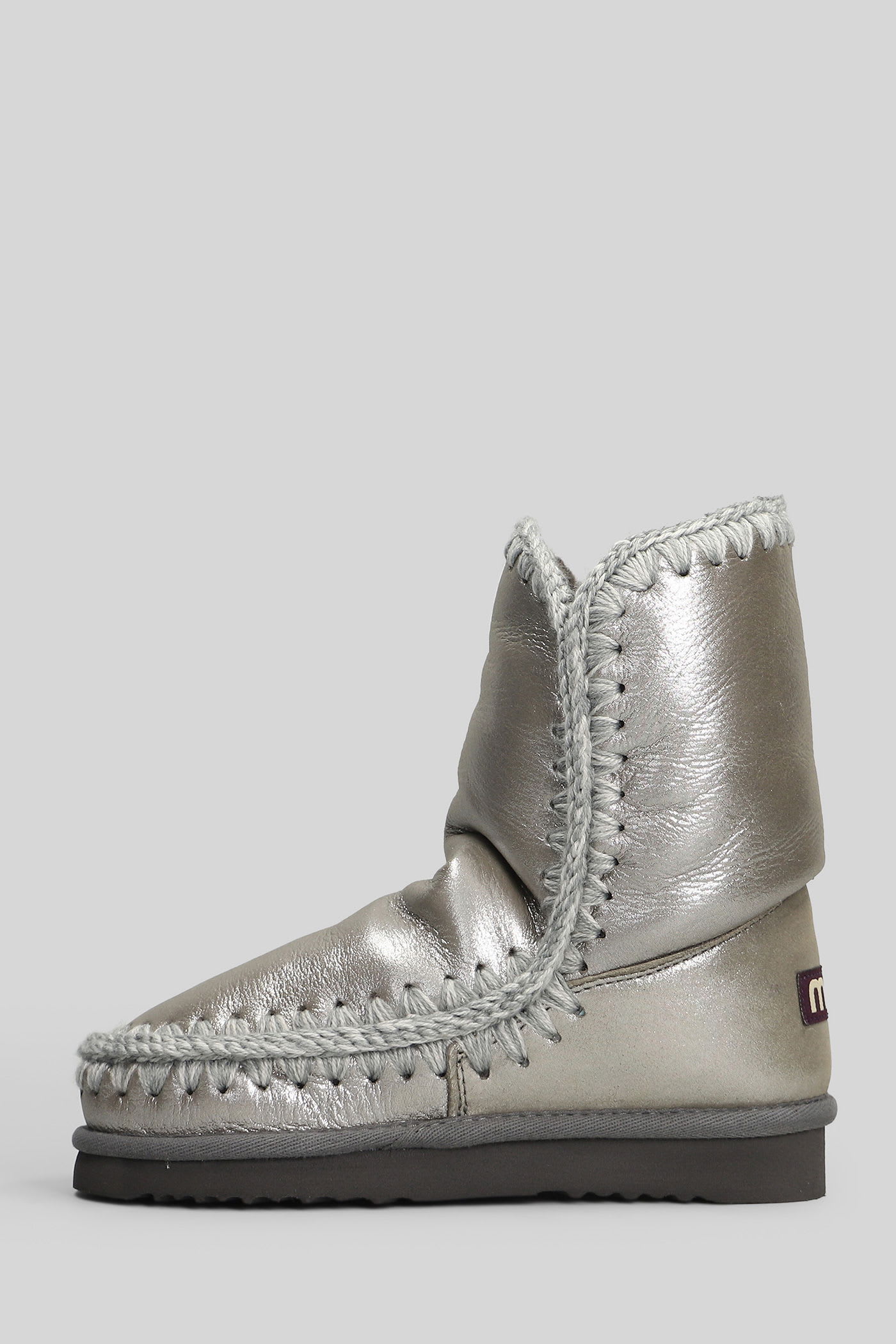 Mou Eskimo 24 Low Heels Ankle Boots In Grey Glitter In Multi