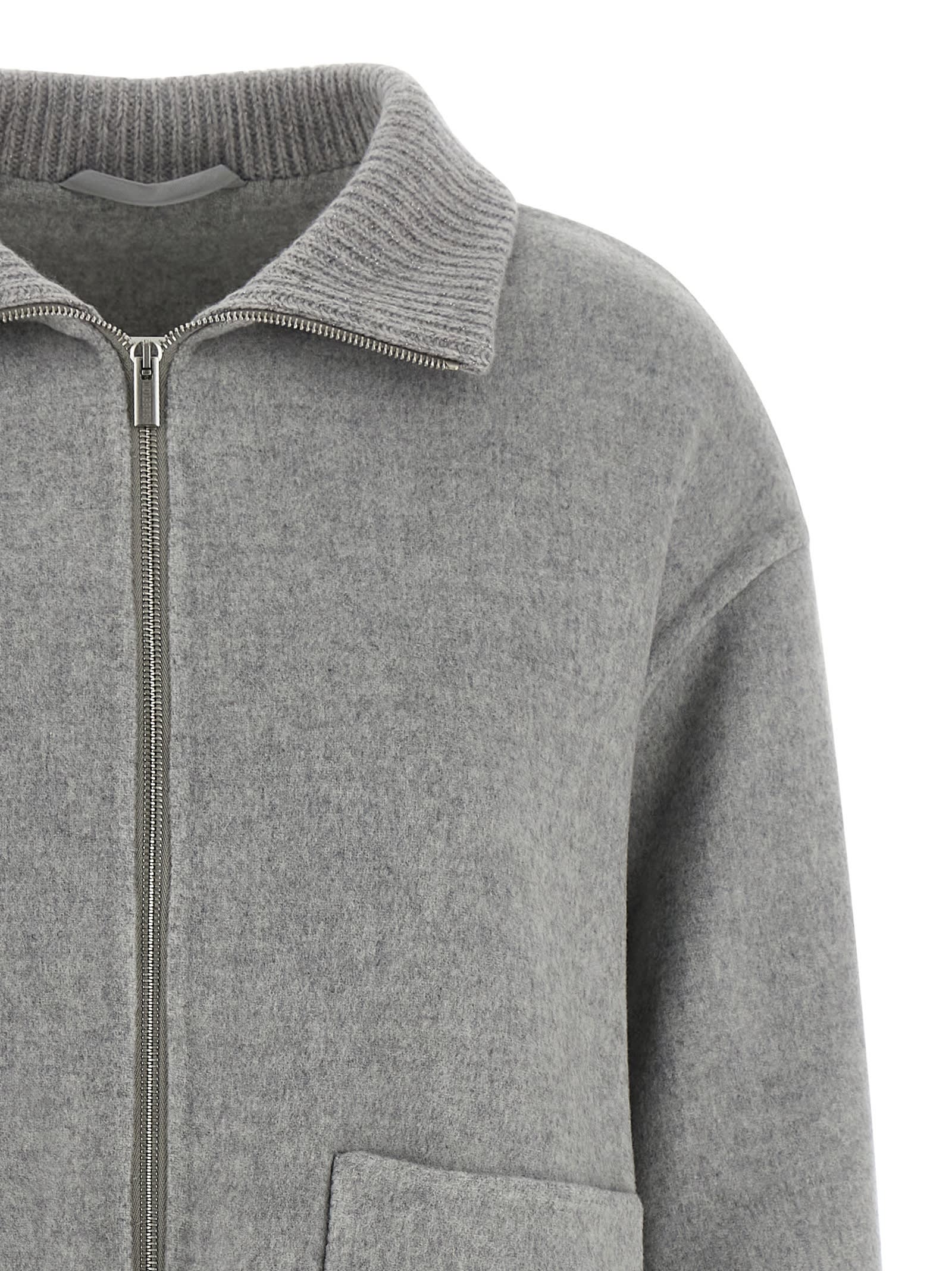 Peserico Double Cloth Jacket Puffer Jackets Gray In Gray