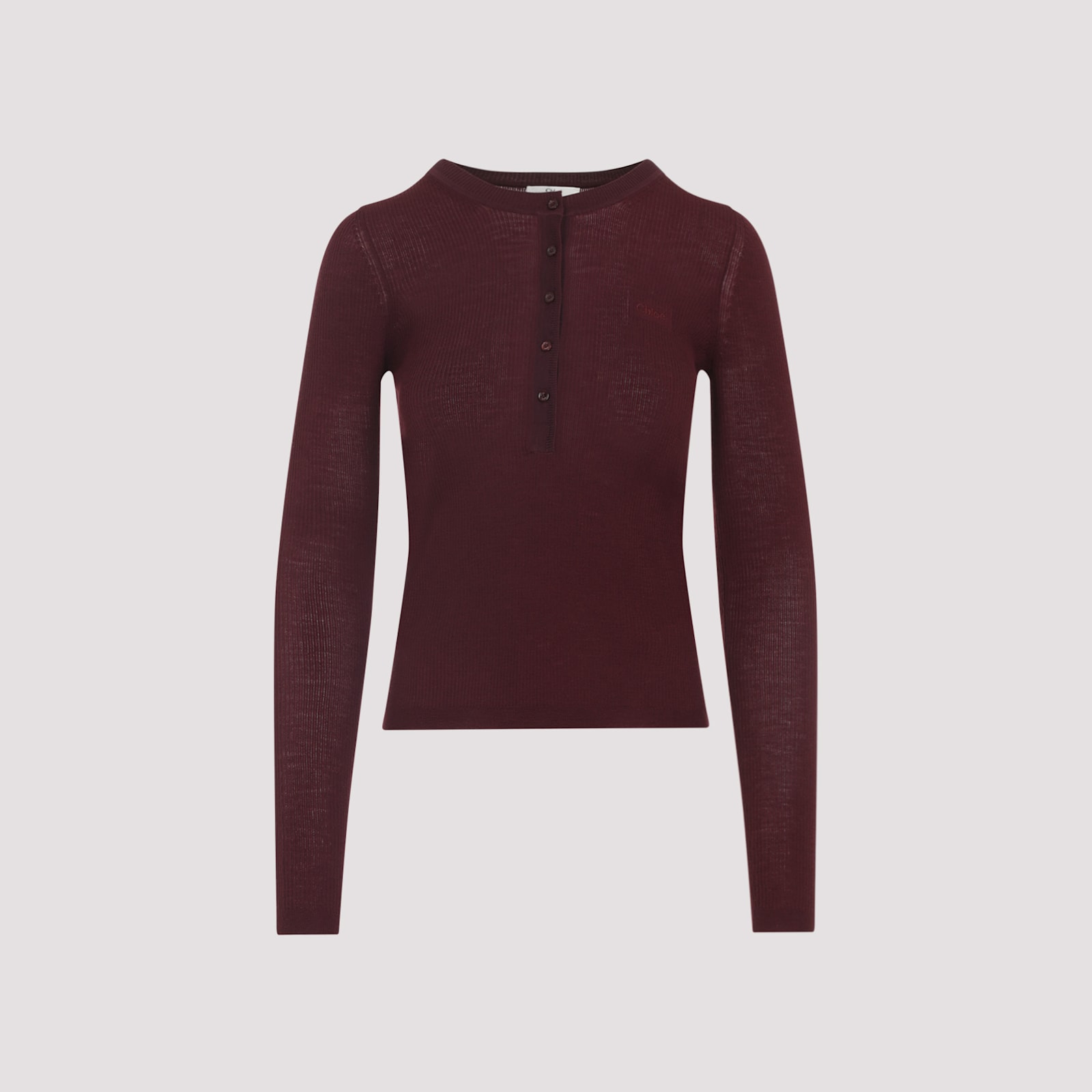 Chloé Burgundy Wool And Silk Pullover In Burgundy