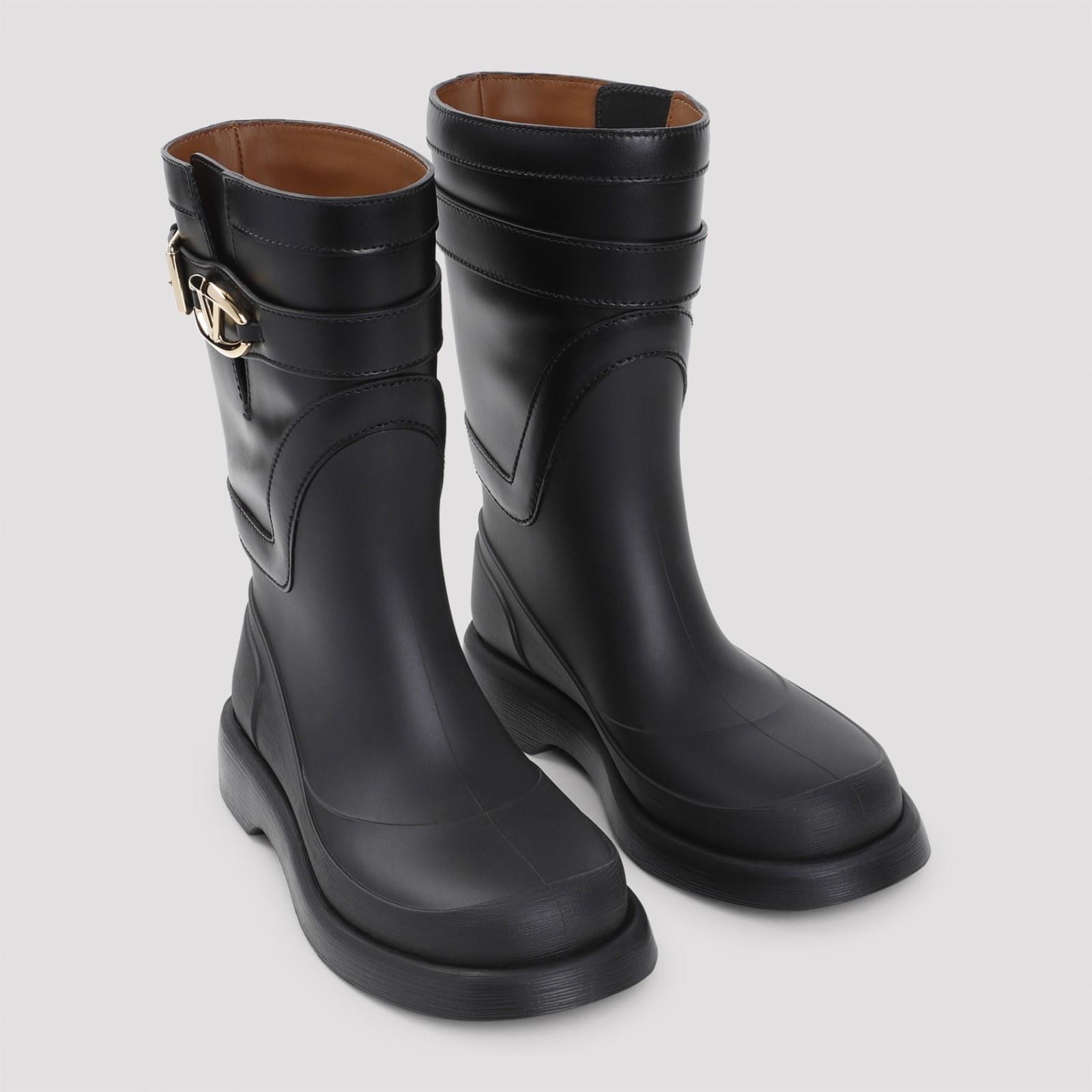 Shop Valentino Vlogo The Bold Edition Rain Boots In No Nero