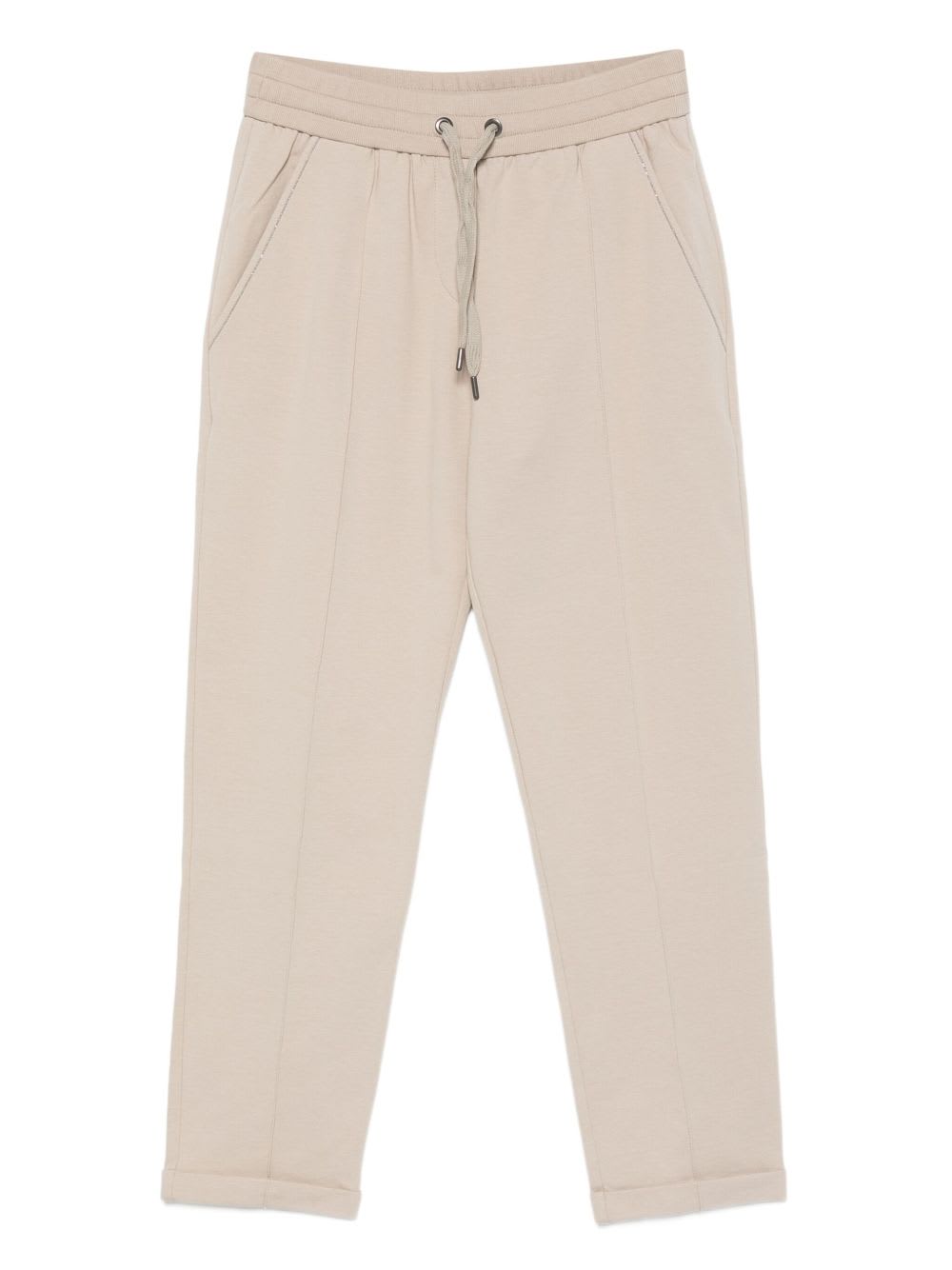 Brunello Cucinelli Cotton Joggers With Elastic Waistband And Side Pockets In Pink