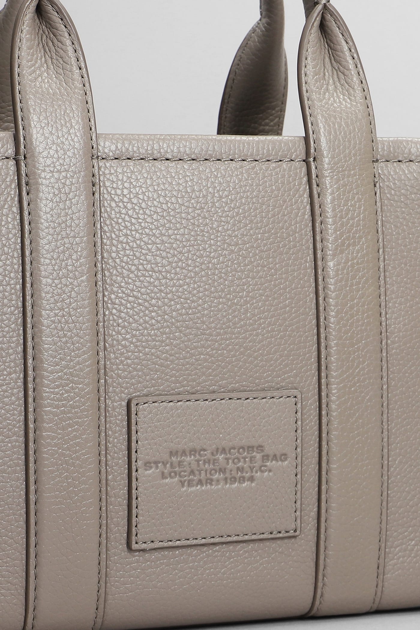 Shop Marc Jacobs The Small Tote Tote In Grey Leather