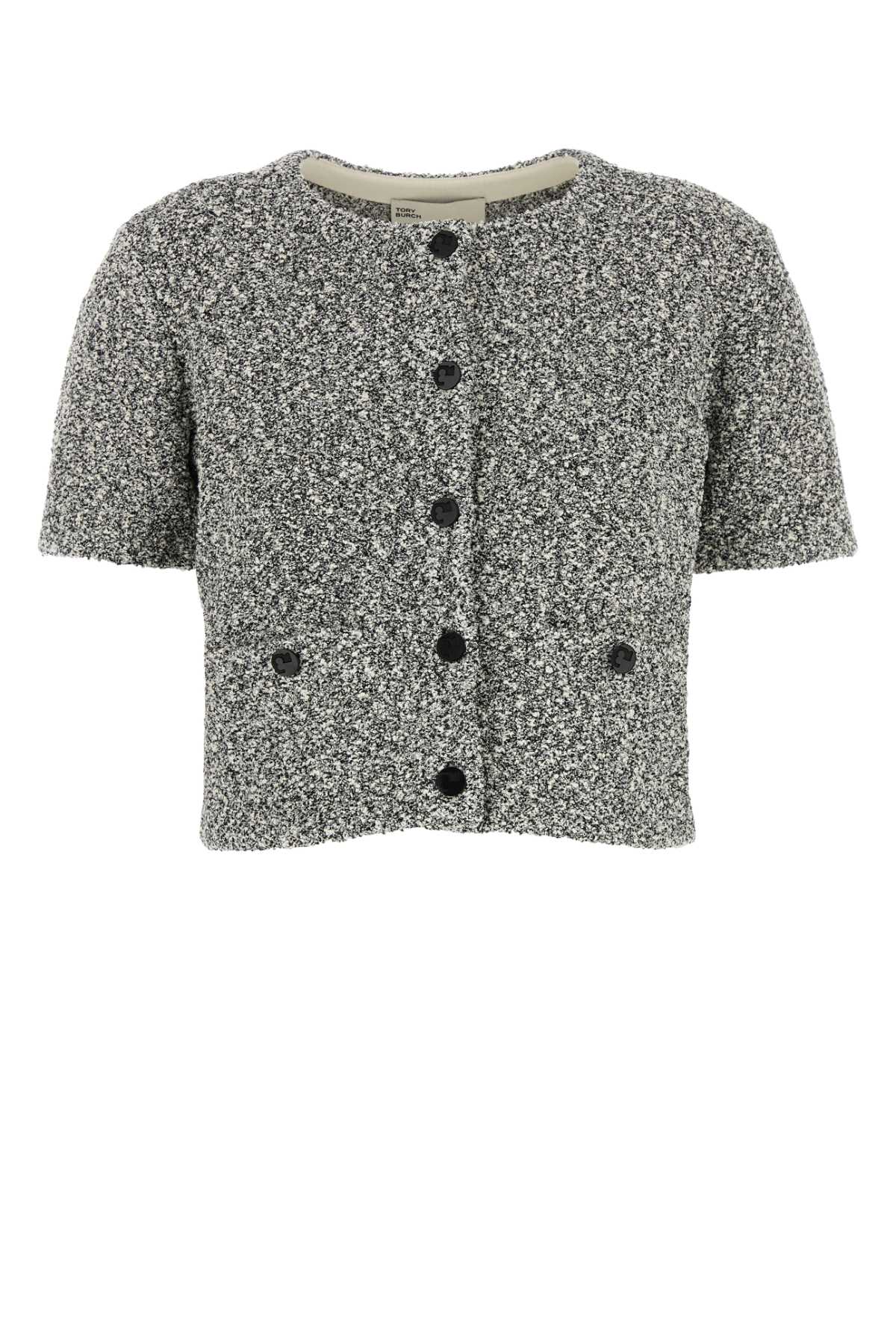 Tory Burch Two-tone Stretch Tweed Cardigan