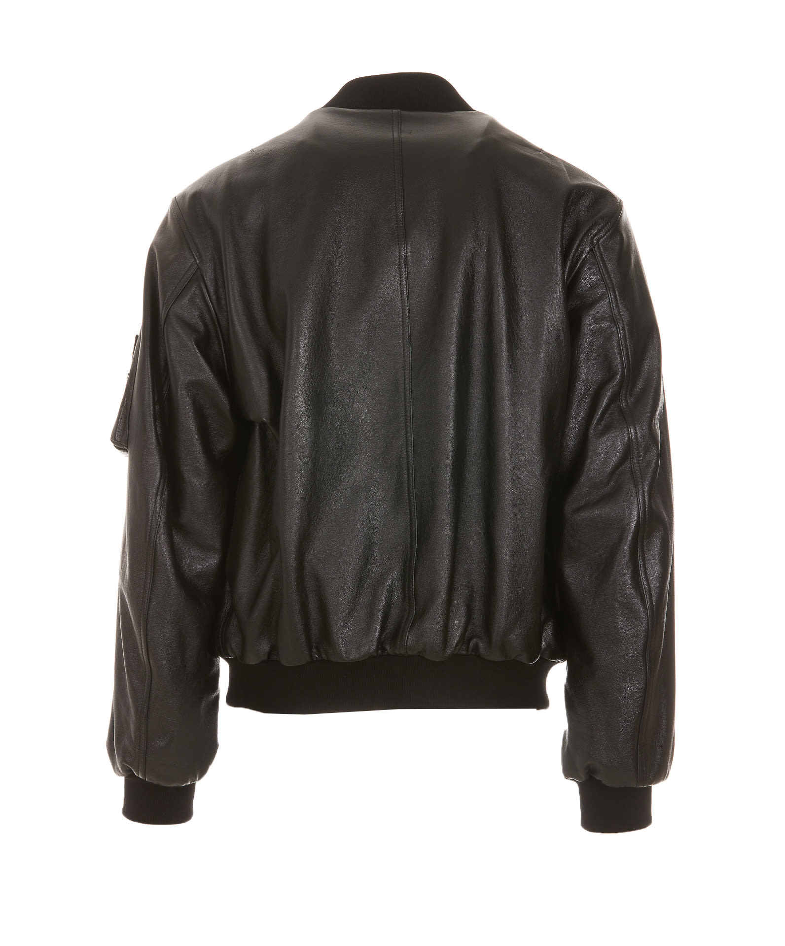 Shop Dolce & Gabbana Logo Leather Jacket In Nero