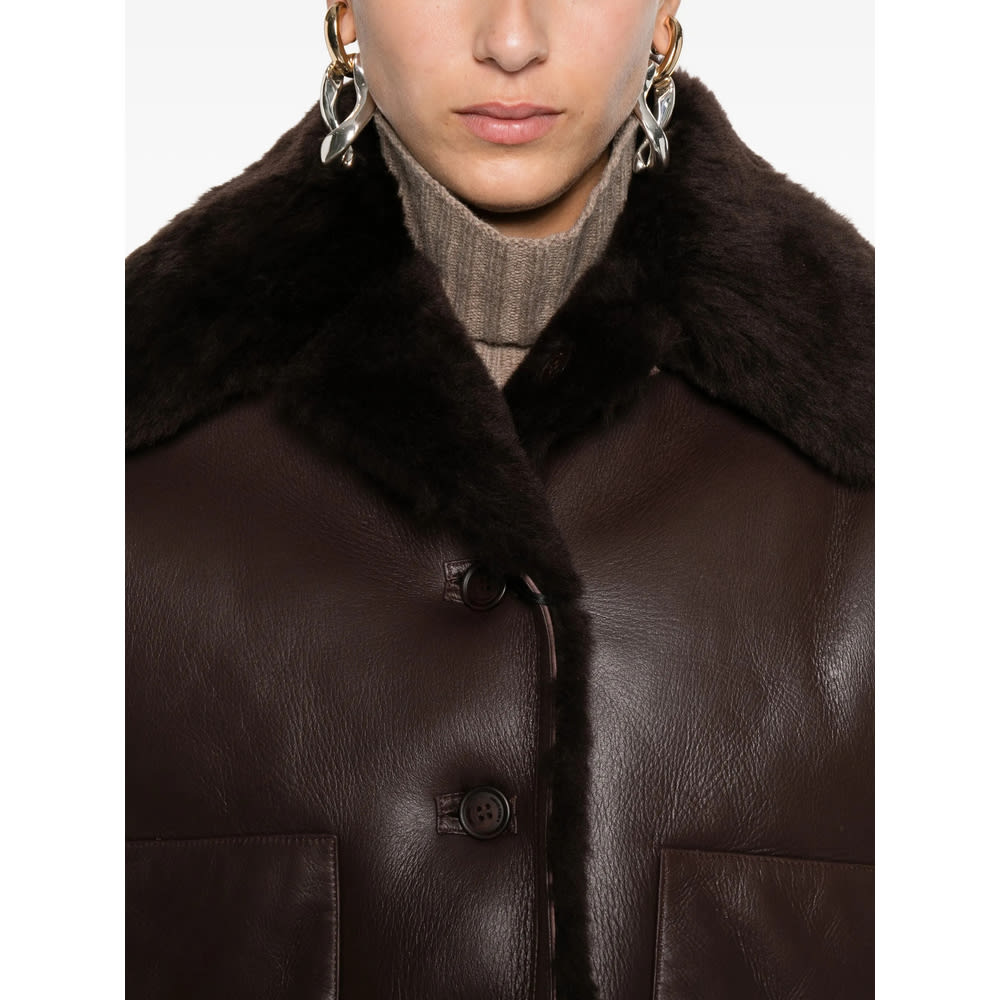 David Koma Fur-trimmed Leather Jacket In Brown