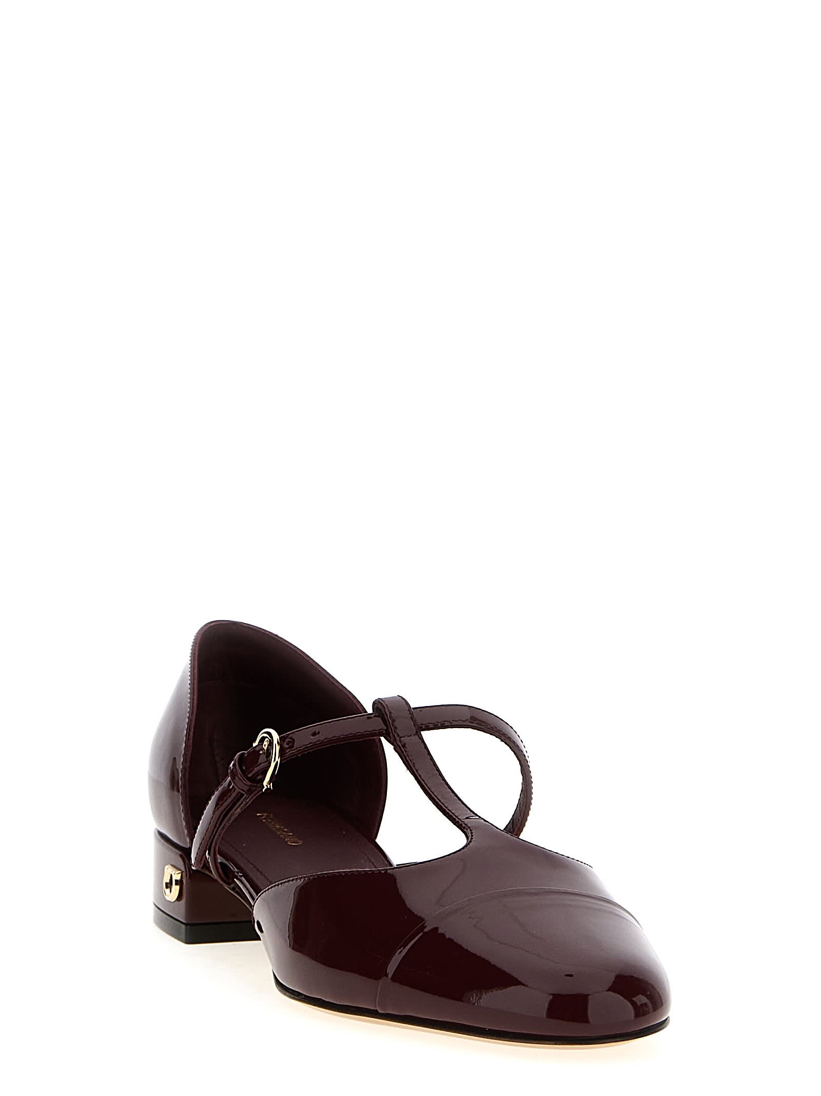 Shop Ferragamo Linette Ballet Flats In Bordeaux