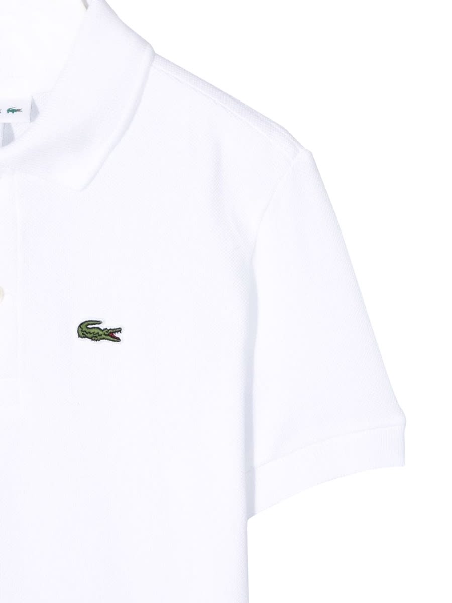 Lacoste Kids' Logo-embroidered Short-sleeved Polo Shirt In White