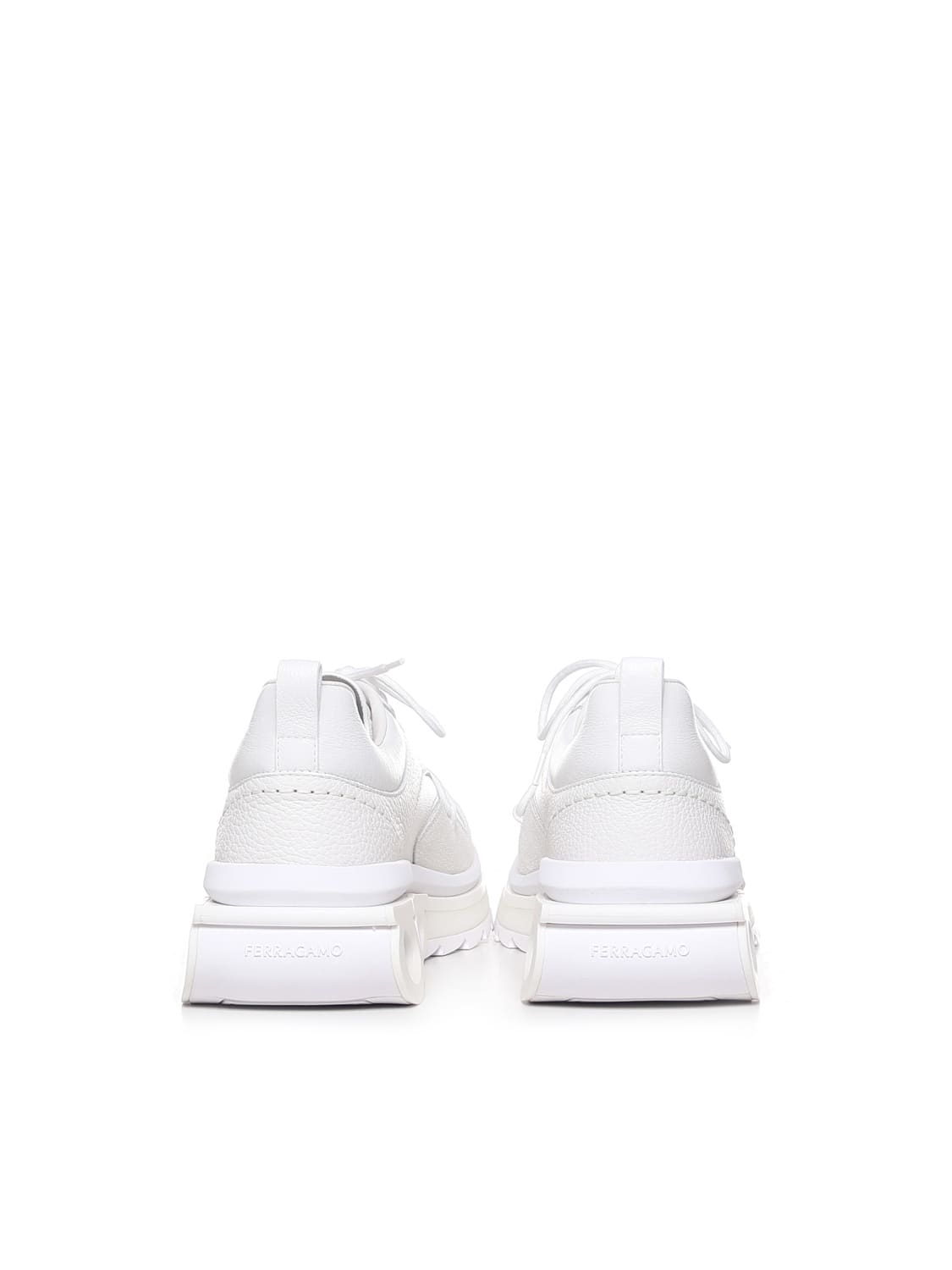 Shop Ferragamo Sneakers With Gancini Plaque In White