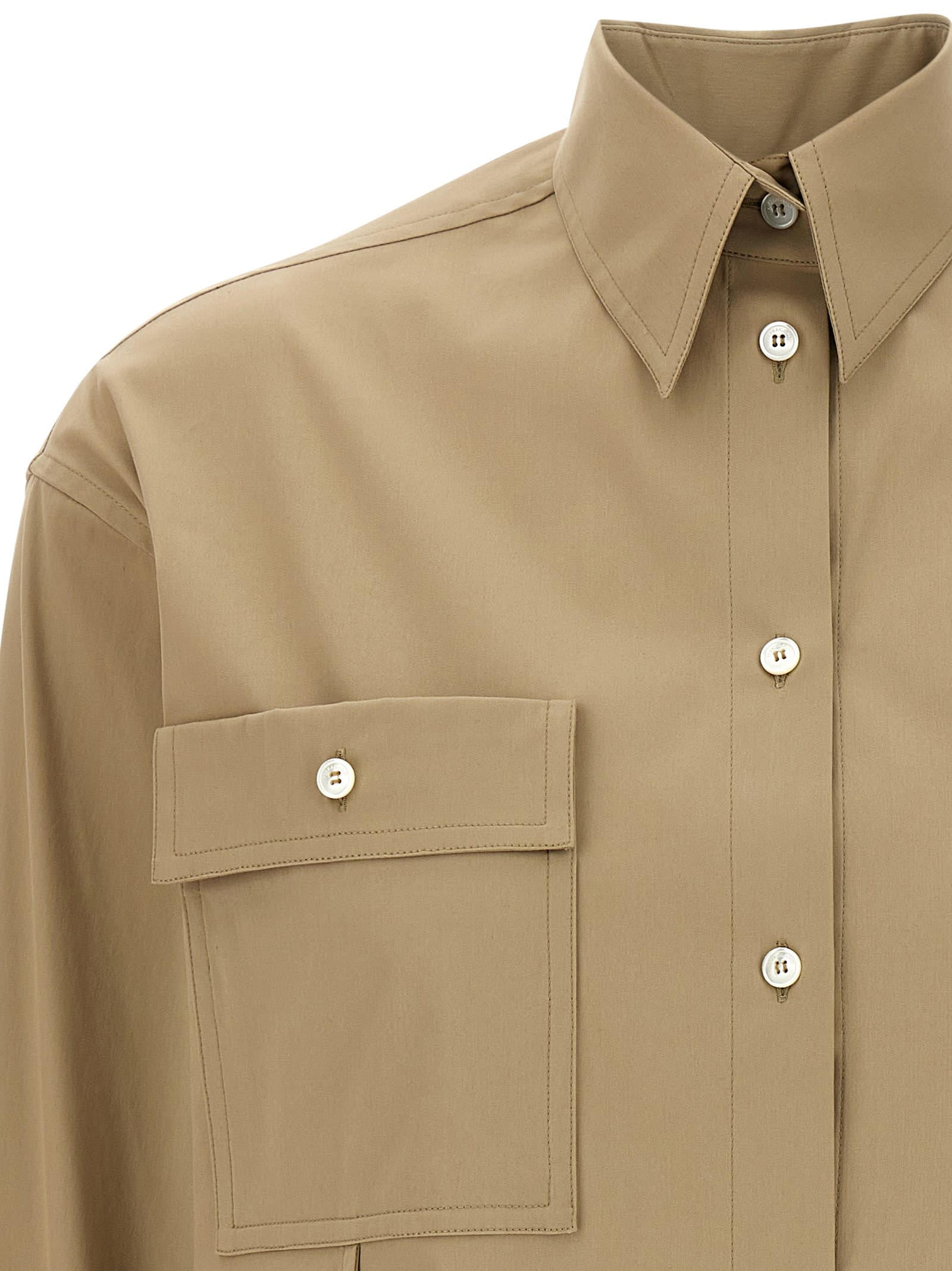 Ferragamo Long Sleeves Panel Shirt In Brown