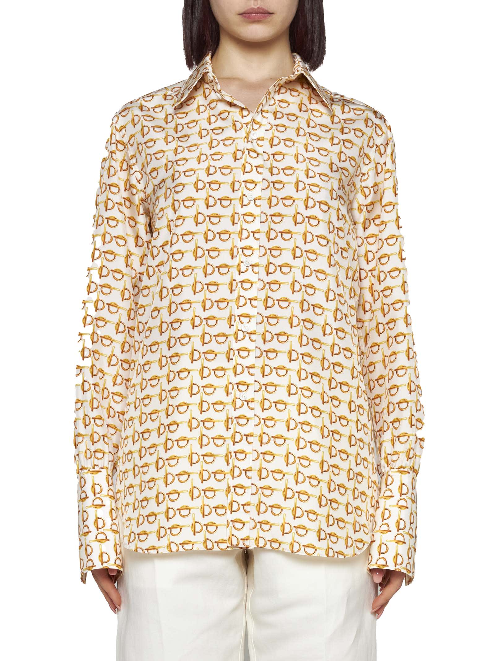 Shop Burberry Shirt In Gold/white