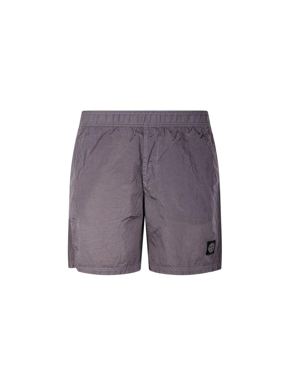 Shop Stone Island Logo Patch Swimming Shorts In Multicolor