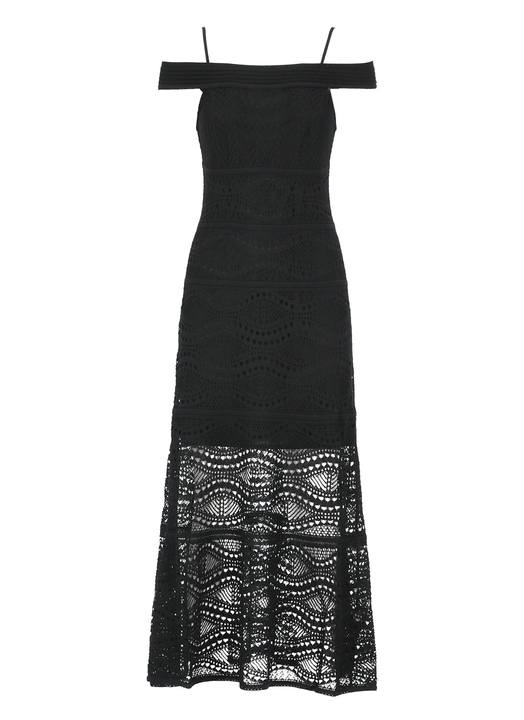 D.exterior Crochet Long Dress In Black