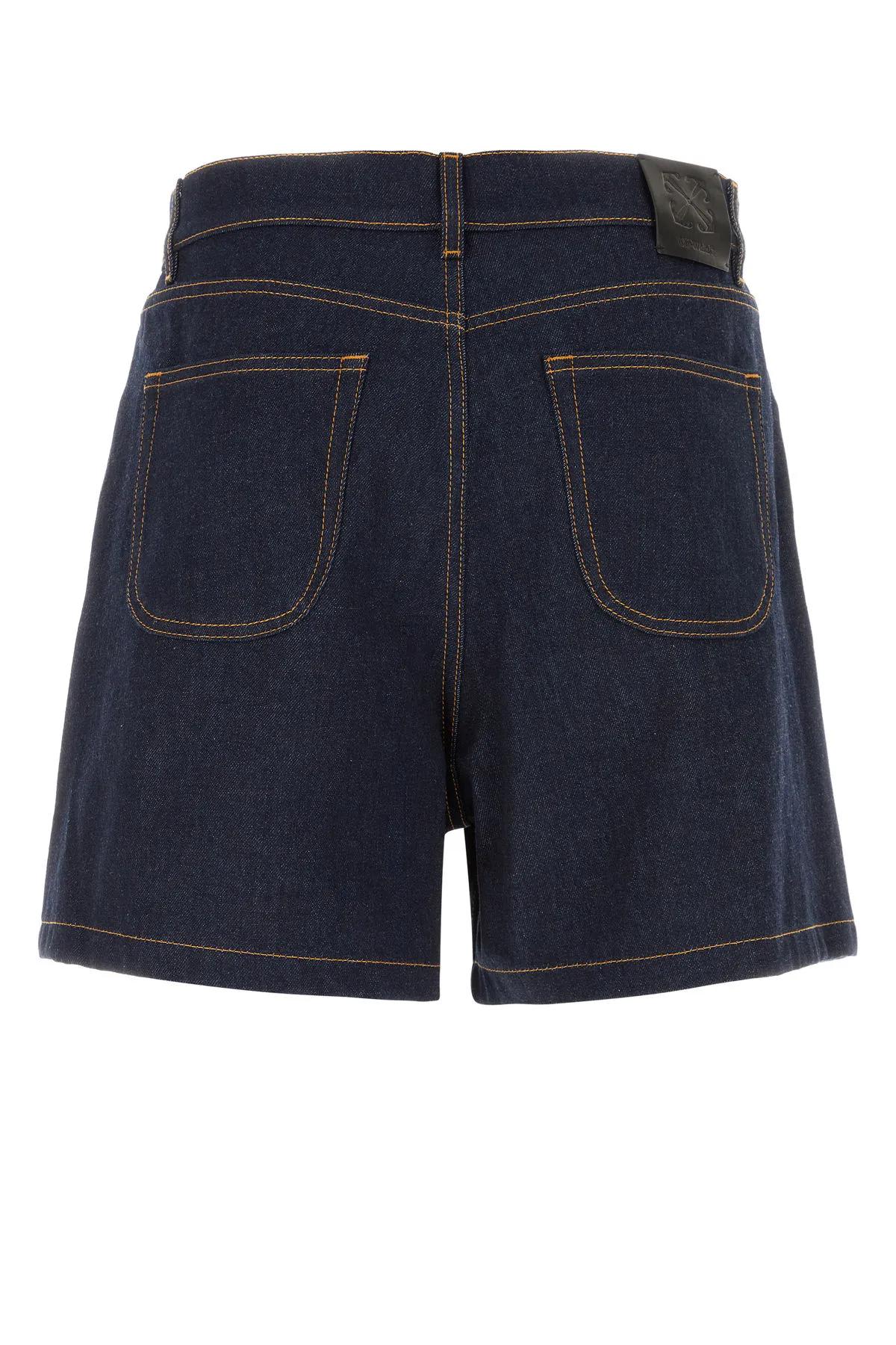 Shop Off-white Denim Bermuda Shorts In Raw Blue