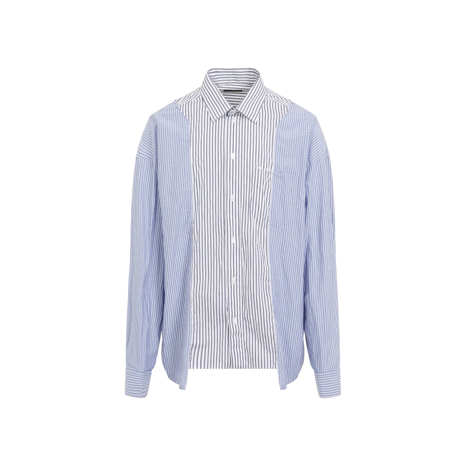 Shop Balenciaga Patched Shirt In White Navy