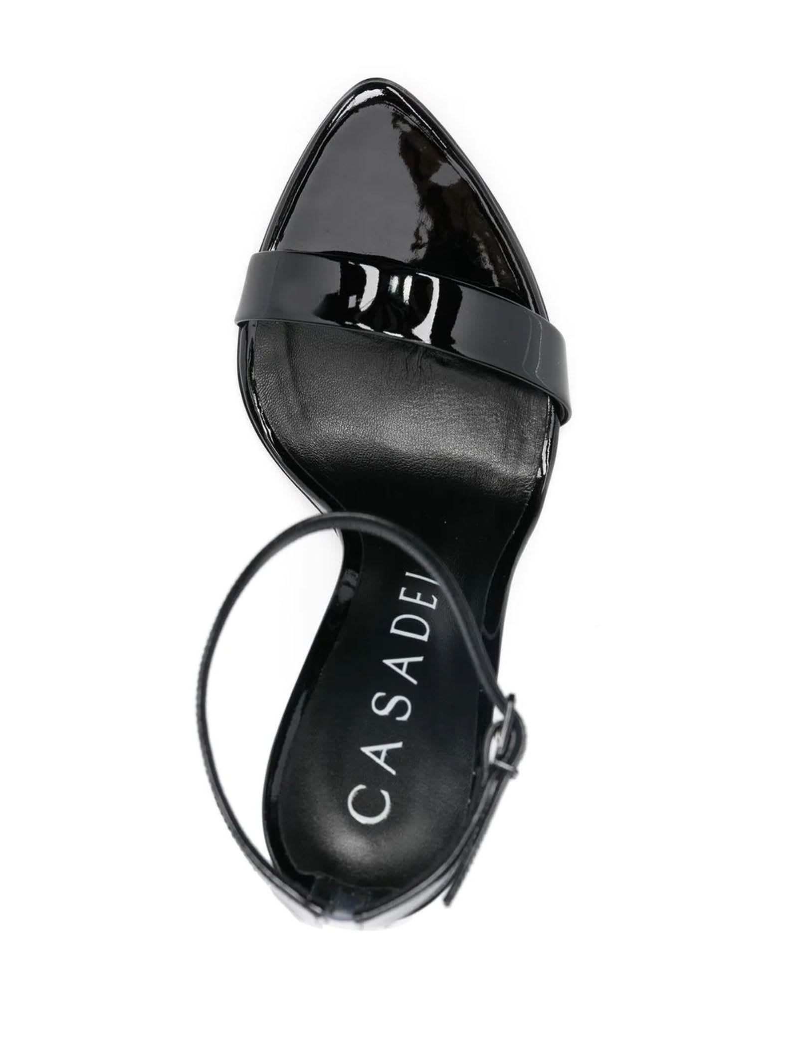 Shop Casadei Black Calf Leather Sandals